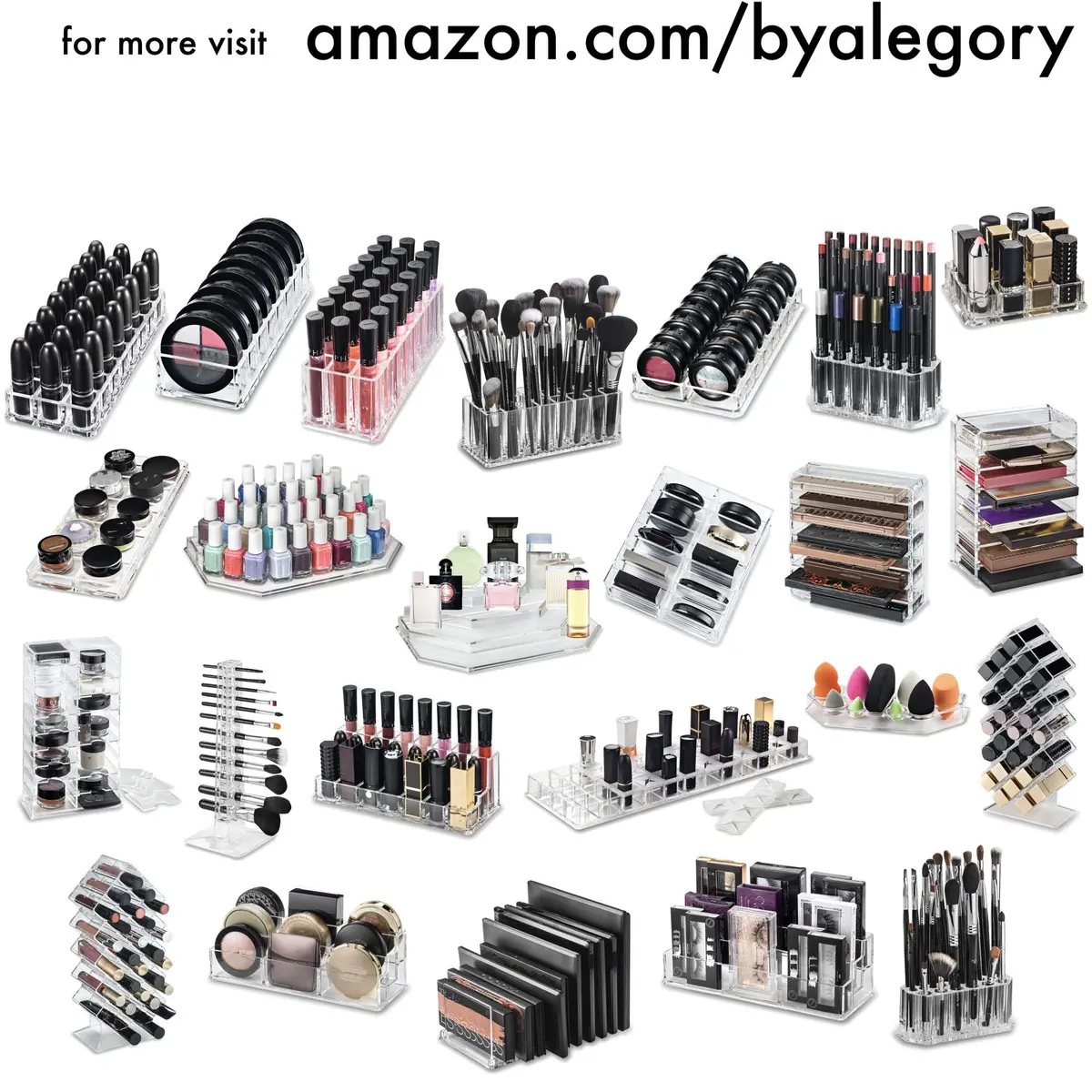 BY ALEGORY Acrylic Lipstick Makeup Organizer 24 Space | Clear Durable Acrylic - view 7