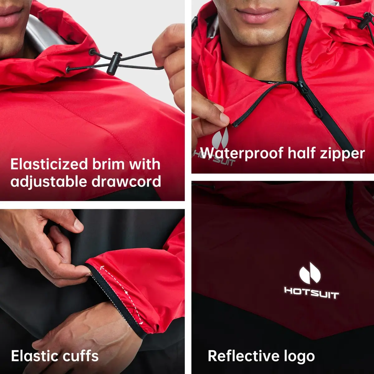 HOTSUIT Sauna Suit for Men & Women Sweat Suit Jacket Pant Gym Workout Red 5XL - view 5