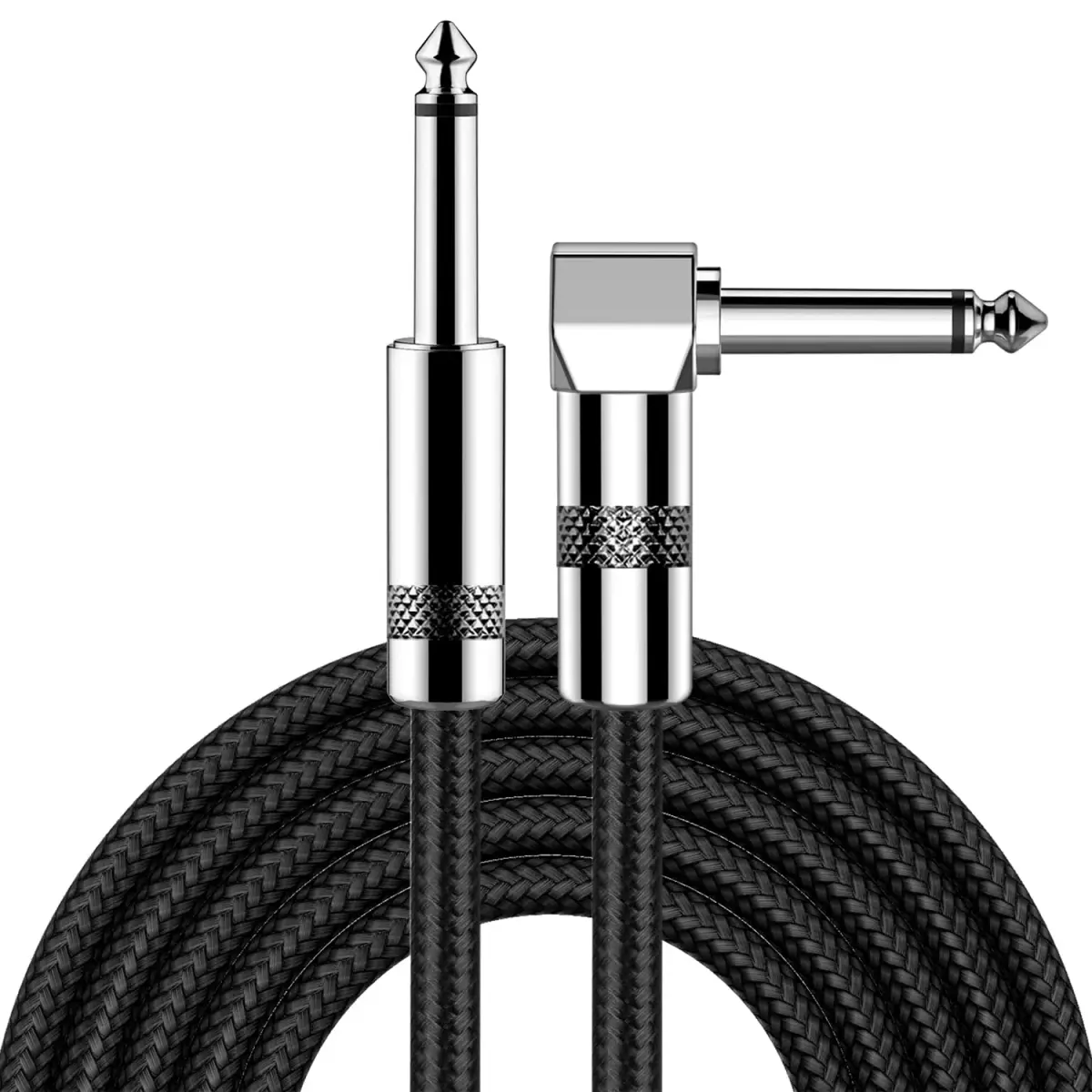 New Bee 10ft Black Right-Angle Guitar Cable for Electric Bass & AMP - main product image