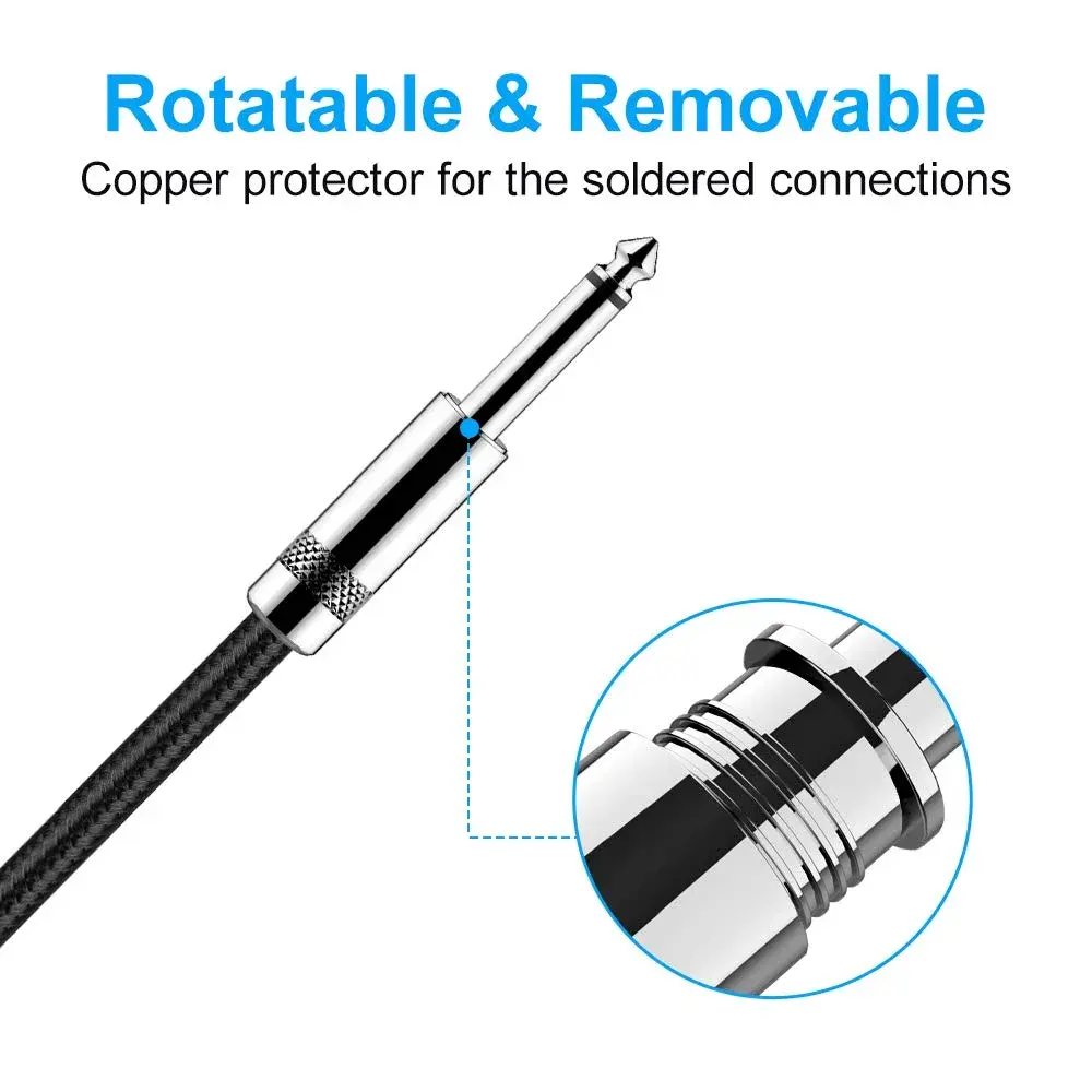 New Bee 10ft Black Straight Guitar Cable for Electric Instruments - view 2