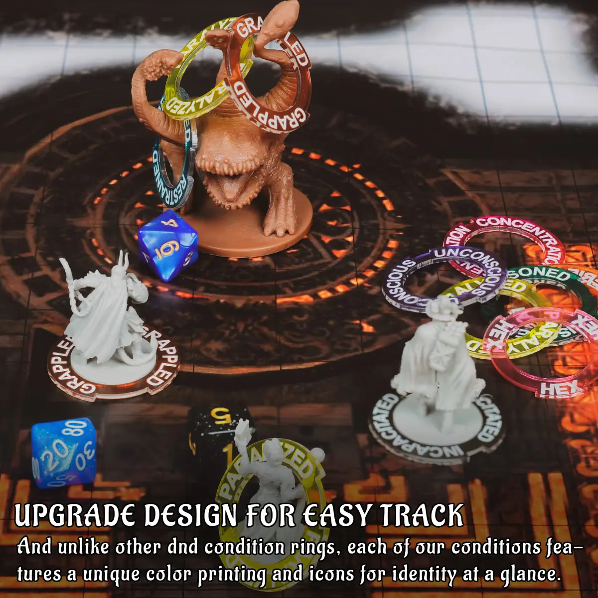 CZYY RPG Condition Rings, 96 Status Effect Markers with Storage Box | D&D 5E Compatible, Fantasy Theme - view 2