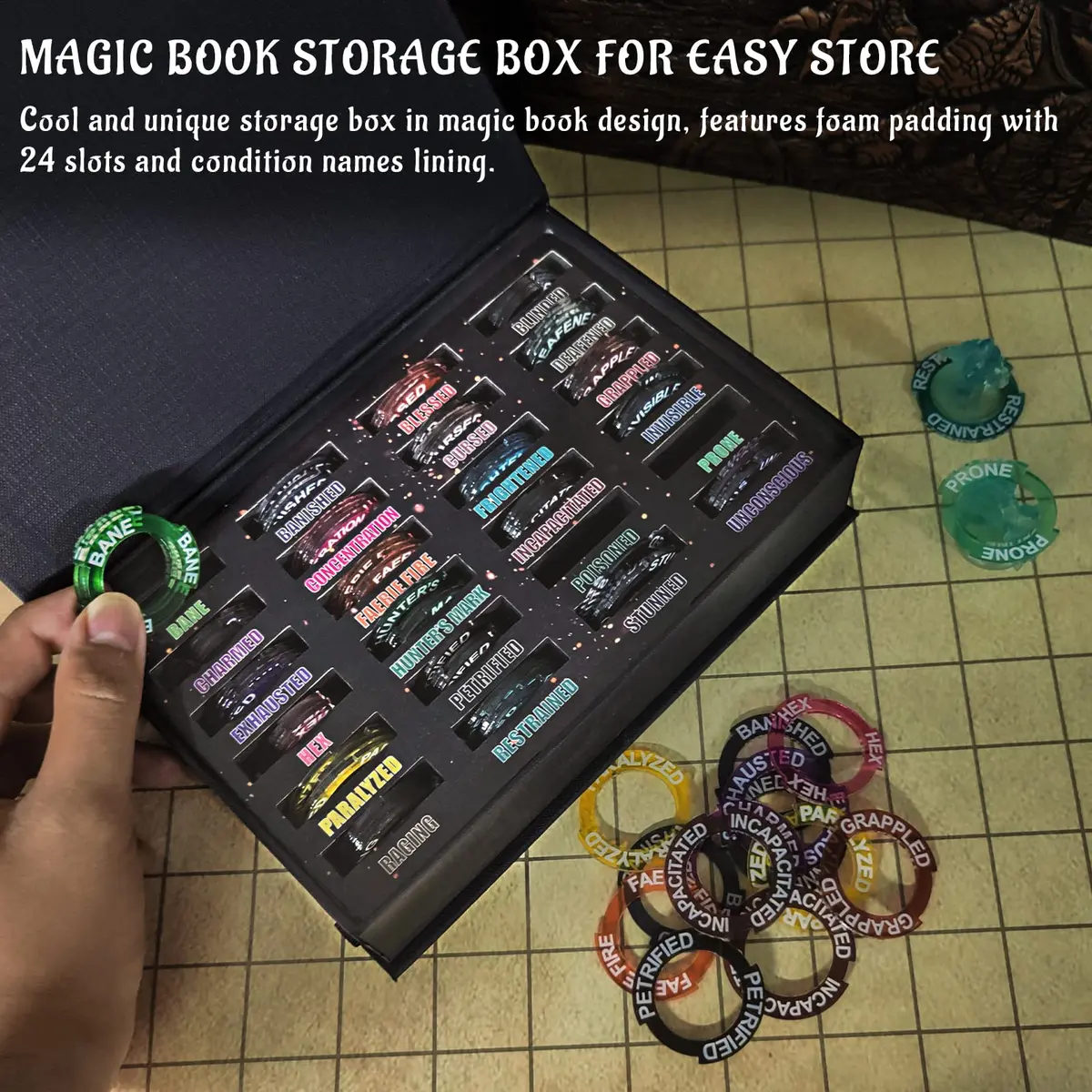 CZYY RPG Condition Rings, 96 Status Effect Markers with Storage Box | D&D 5E Compatible, Fantasy Theme - view 3