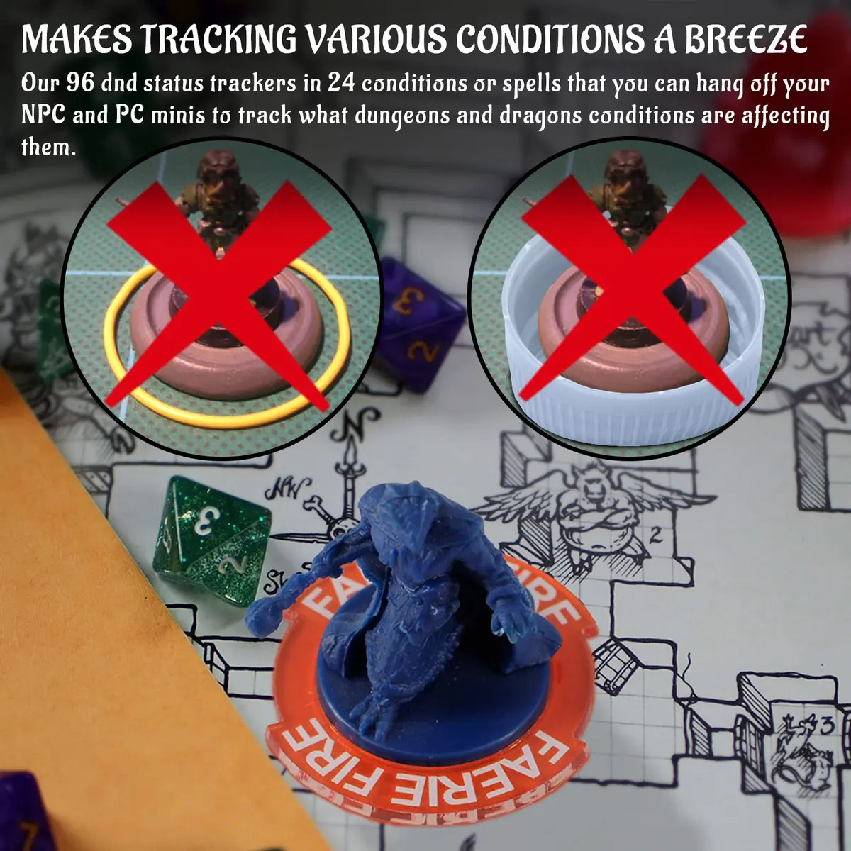 CZYY RPG Condition Rings, 96 Status Effect Markers with Storage Box | D&D 5E Compatible, Fantasy Theme - view 4