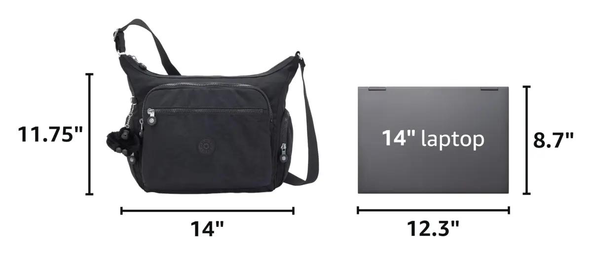 Kipling Women's Gabbie Crossbody Bag Black Noir 35.56cm (14"L) x 29.85cm (11.75"H) x 18.42cm (7.25"D) | Lightweight Everyday Purse with 7 Pockets - view 3
