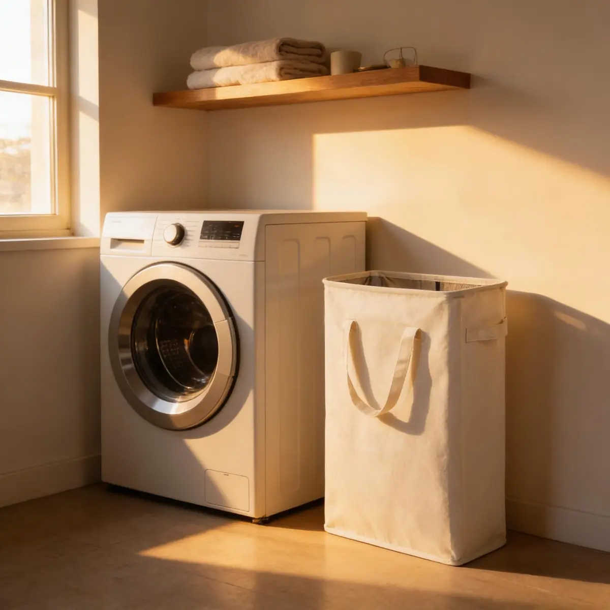 ZERO JET LAG Narrow Laundry Hamper 21" | Space-Saving Foldable Beige Laundry Basket - view 5