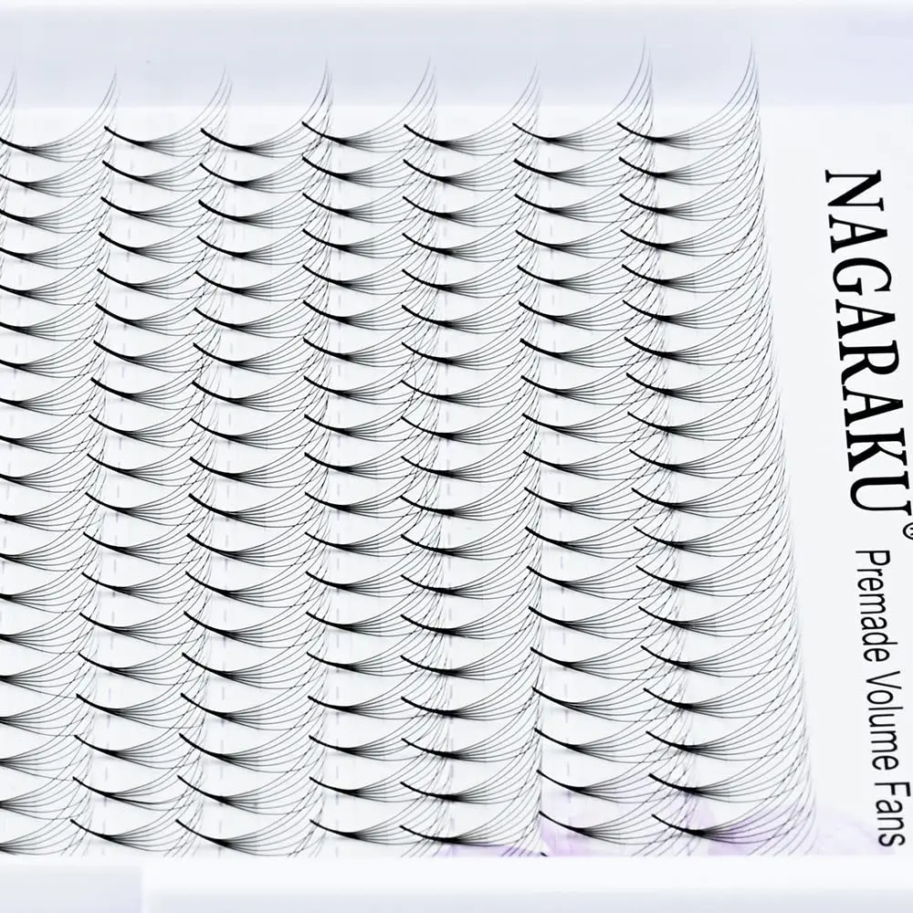NAGARAKU Premade Fans Eyelash Extensions 11mm | 6D Volume, C & D Curl, Fluffy Matte Black, 320 Fans - view 6