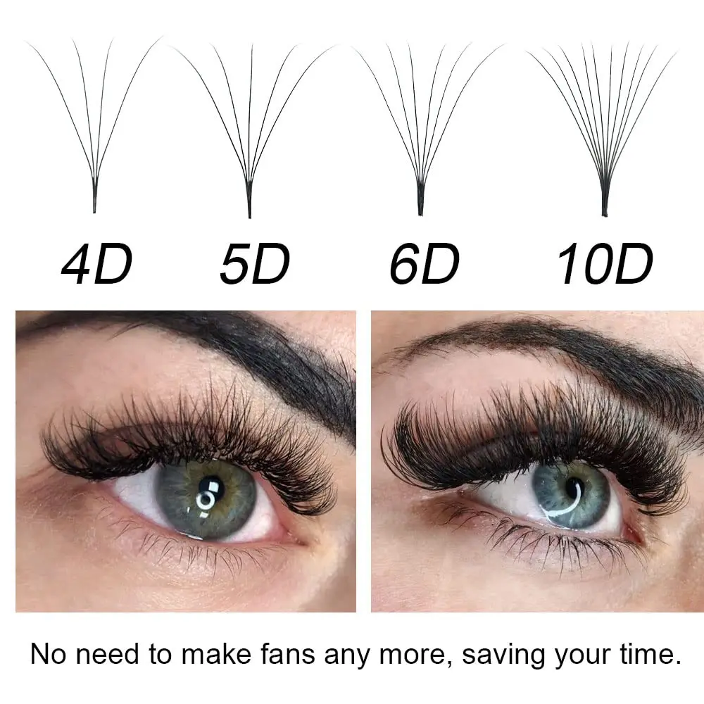 NAGARAKU Premade Fans Eyelash Extensions 11mm | 6D Volume, C & D Curl, Fluffy Matte Black, 320 Fans - view 4