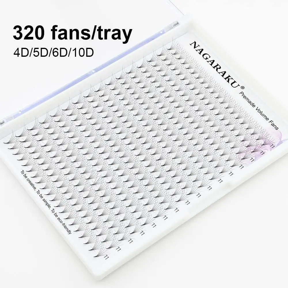 NAGARAKU Premade Volume Fans 6D 0.07 C 15mm 320 Fans Matte Black | Professional Salon Lash Extensions - view 5
