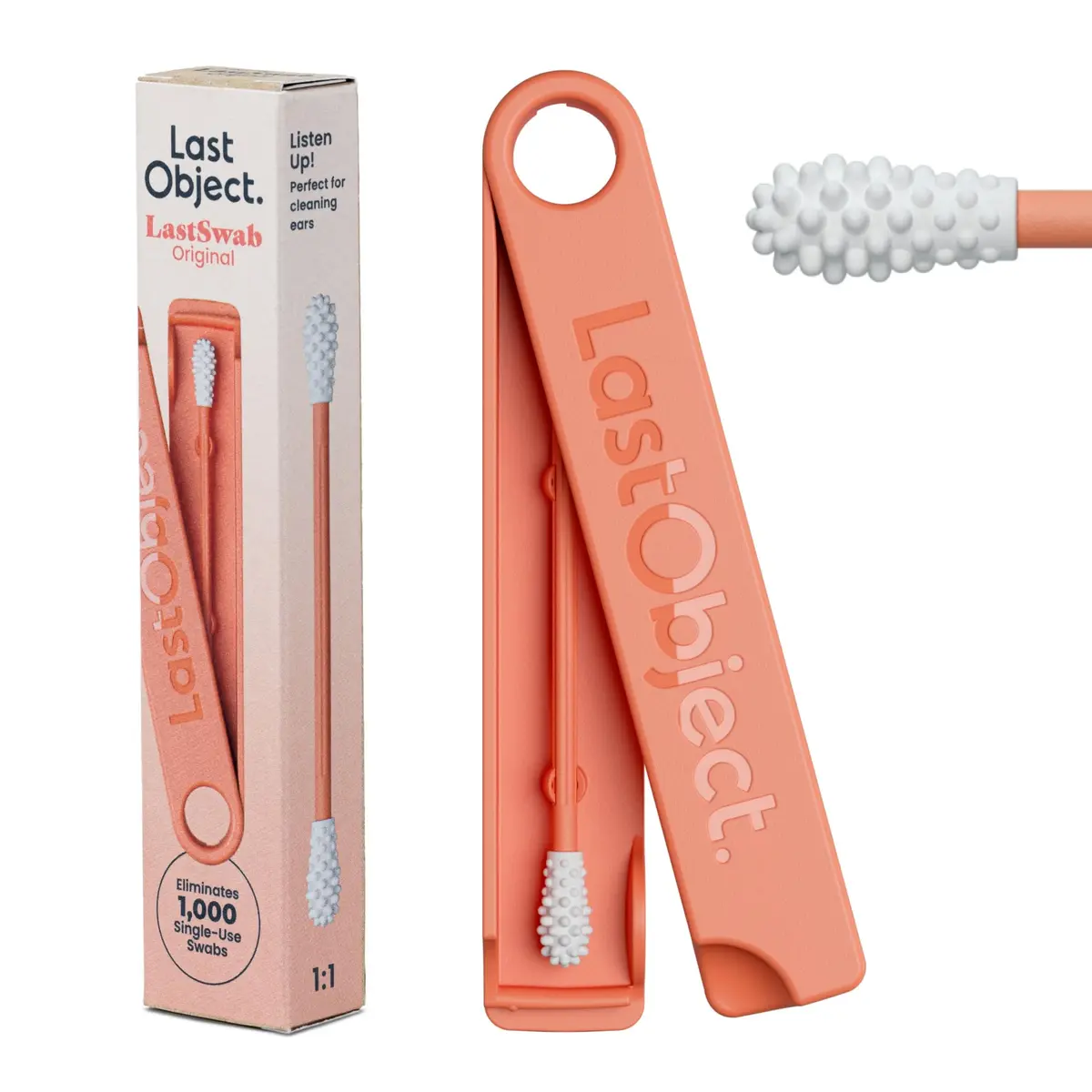 LastSwab Reusable Cotton Swabs & Q-Tips - Peach | Eco-Friendly Silicone Ear Cleaner - main product image