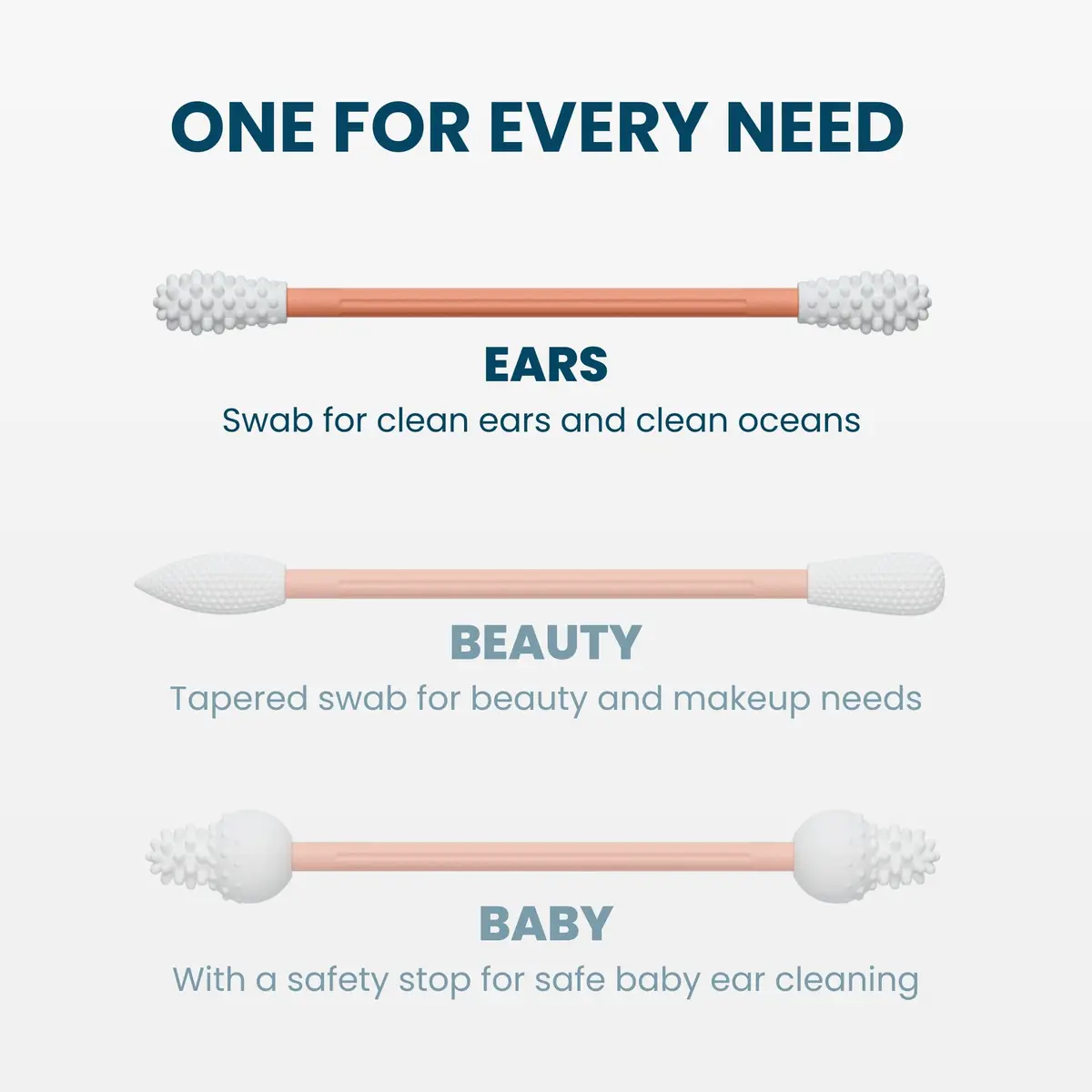 LastSwab Reusable Cotton Swabs & Q-Tips - Peach | Eco-Friendly Silicone Ear Cleaner - view 5