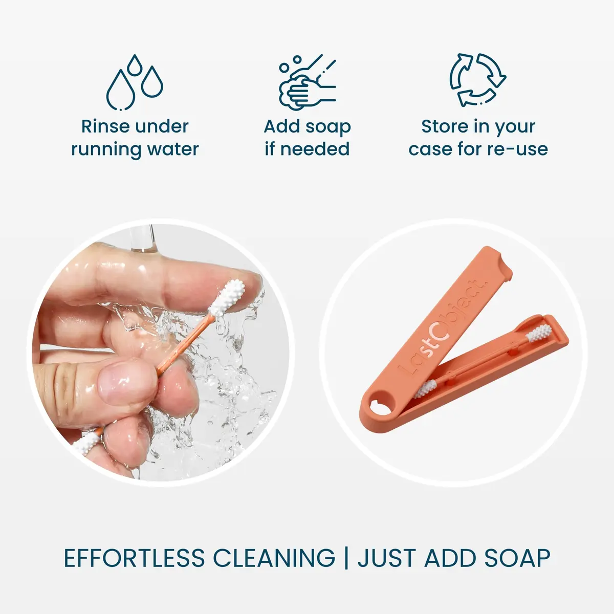 LastSwab Reusable Cotton Swabs & Q-Tips - Peach | Eco-Friendly Silicone Ear Cleaner - view 2