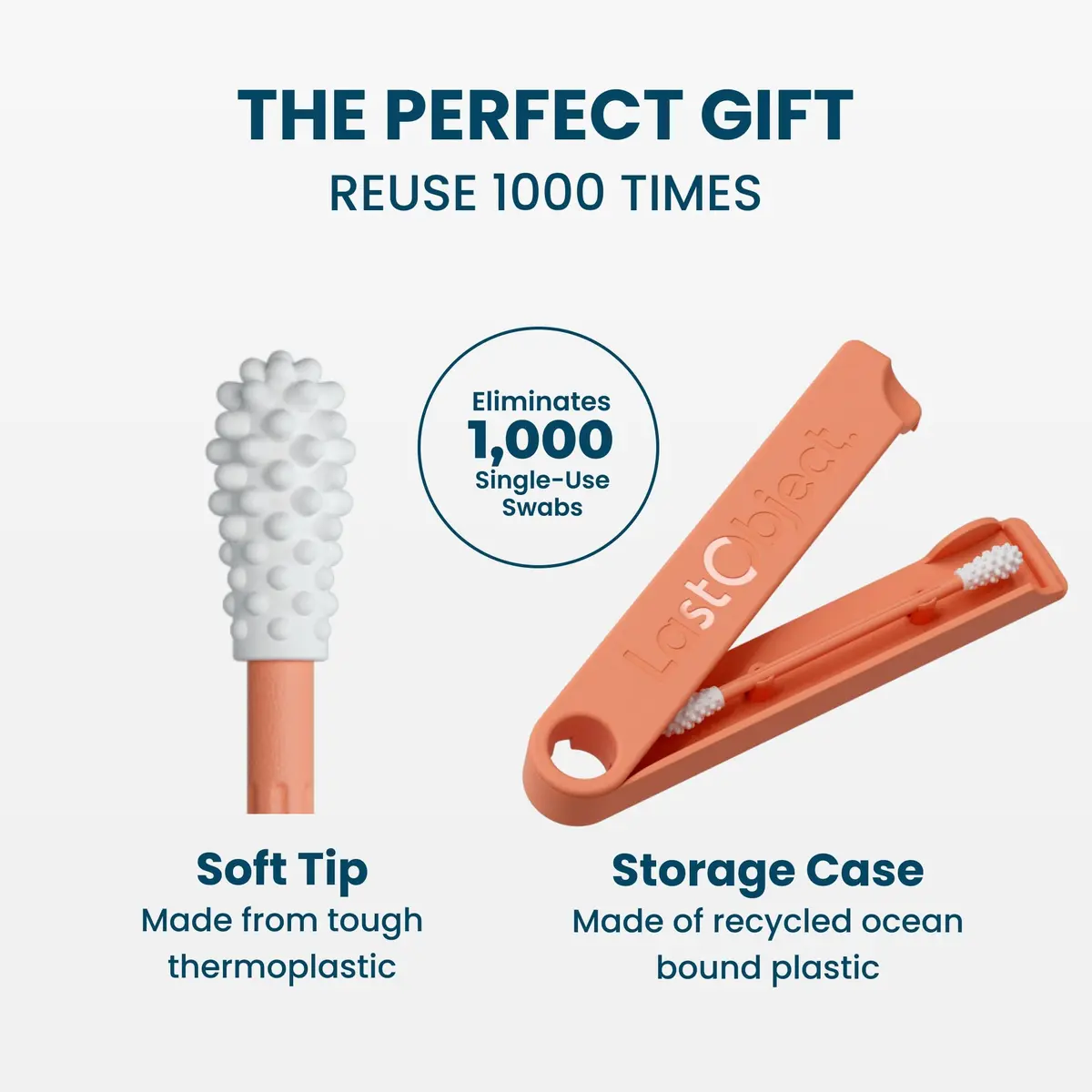 LastSwab Reusable Cotton Swabs & Q-Tips - Peach | Eco-Friendly Silicone Ear Cleaner - view 4