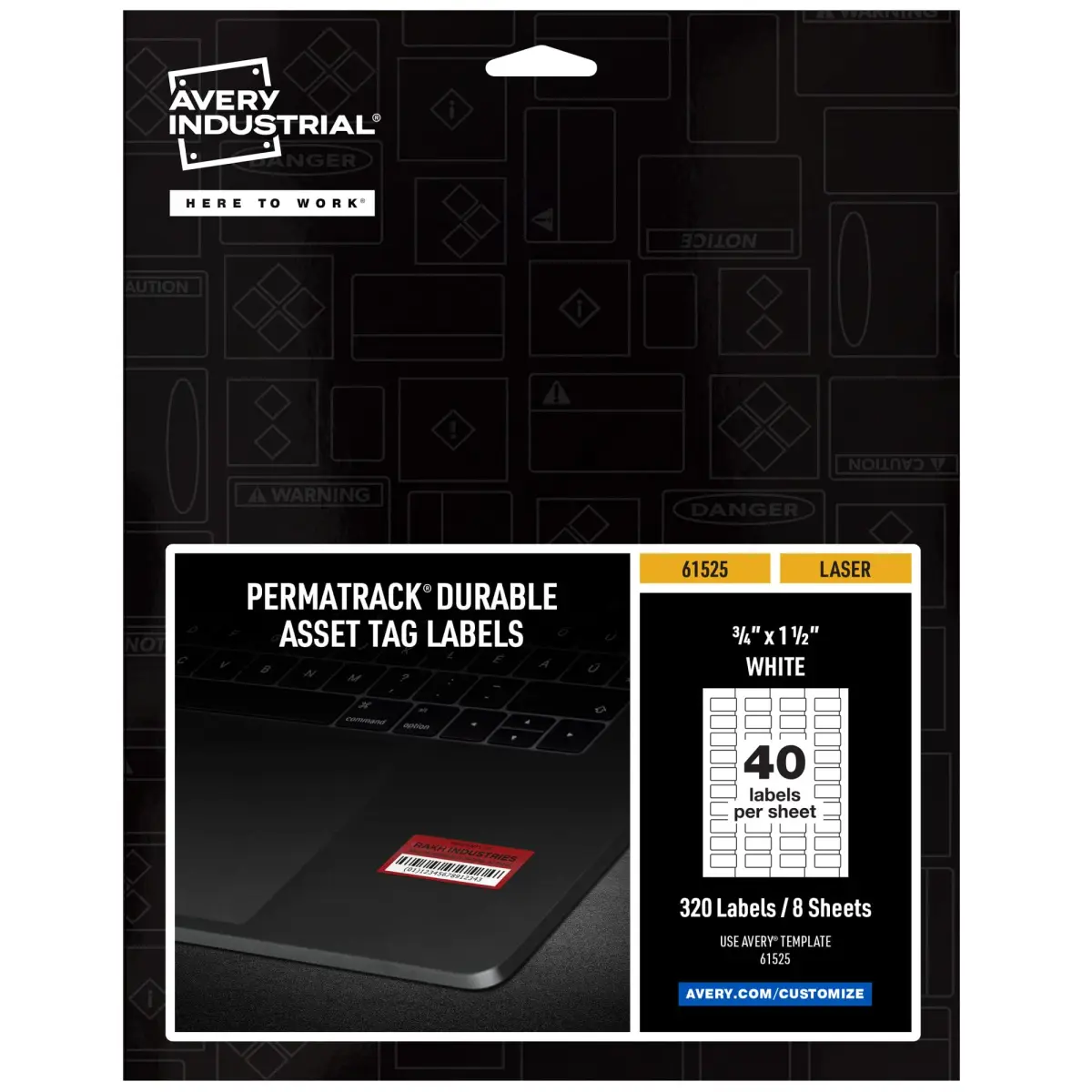 Avery White Asset Tag Labels 3/4" x 1-1/2" (320 Labels) | Waterproof & Chemical Resistant - main product image