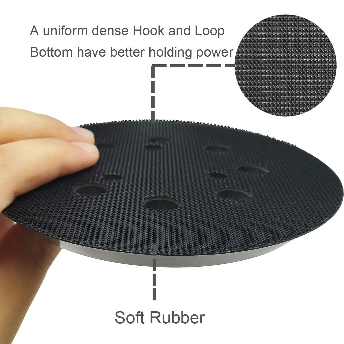 M-jump 5 Inch 125mm Hook and Loop Sanding Pad with 8 Dust Holes | Replacement for Makita Orbital Sanders - view 3