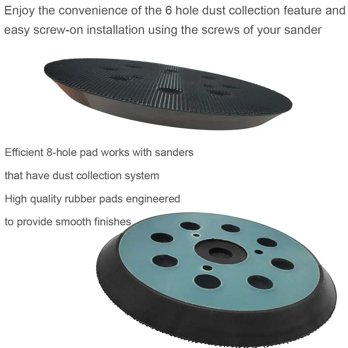M-jump 5 Inch 125mm Hook and Loop Sanding Pad with 8 Dust Holes | Replacement for Makita Orbital Sanders - view 4