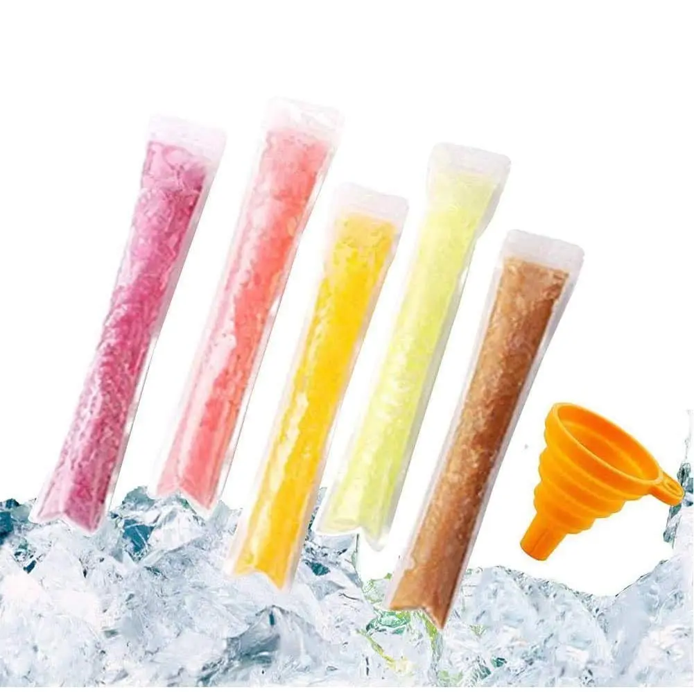 FEBSNOW 200Pcs Ice Pop Mold Bags with Funnel, 27.94cm (11") x 5.08cm (2") | BPA Free Reusable Zip Seals - main product image
