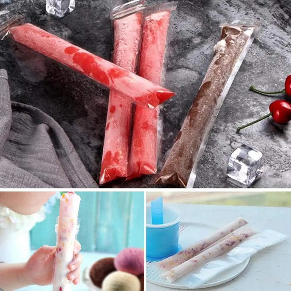 FEBSNOW 200Pcs Ice Pop Mold Bags with Funnel, 27.94cm (11") x 5.08cm (2") | BPA Free Reusable Zip Seals - view 5