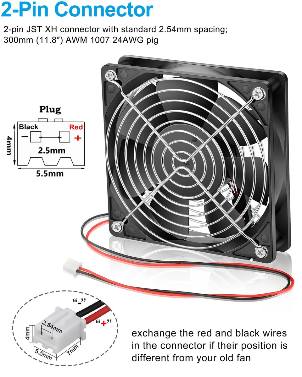 GDSTIME 120mm 48V DC Cooling Fan 12cm x 2.5cm (4.72x0.98 inches) | Dual Ball Bearing for Servers & Electronics - view 5