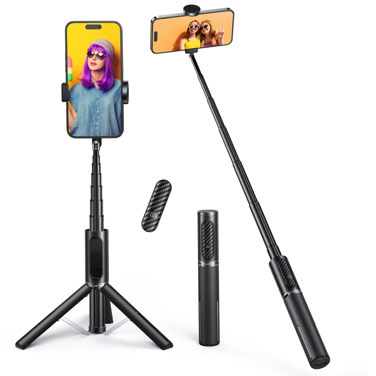 ATUMTEK Selfie Stick Tripod 80cm (31.3") with Bluetooth Remote | Integrated Aluminum Design for iPhone & Samsung - main product image