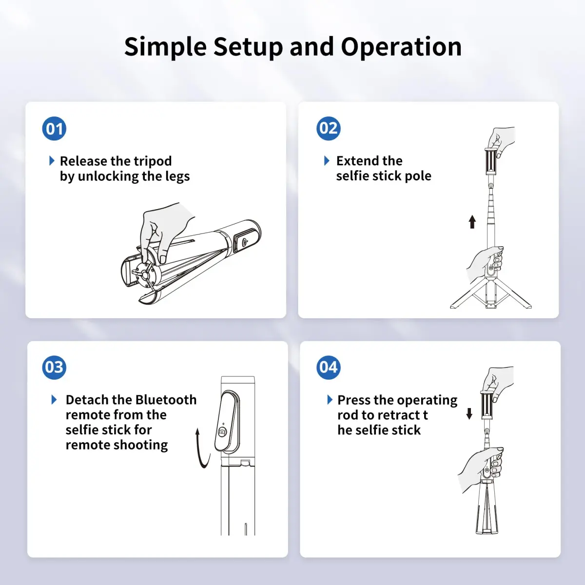 ATUMTEK Selfie Stick Tripod 80cm (31.3") with Bluetooth Remote | Integrated Aluminum Design for iPhone & Samsung - view 8