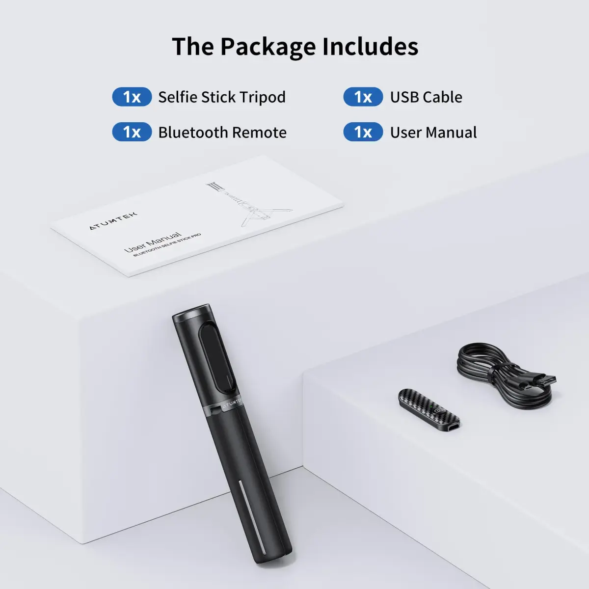 ATUMTEK Selfie Stick Tripod 80cm (31.3") with Bluetooth Remote | Integrated Aluminum Design for iPhone & Samsung - view 9