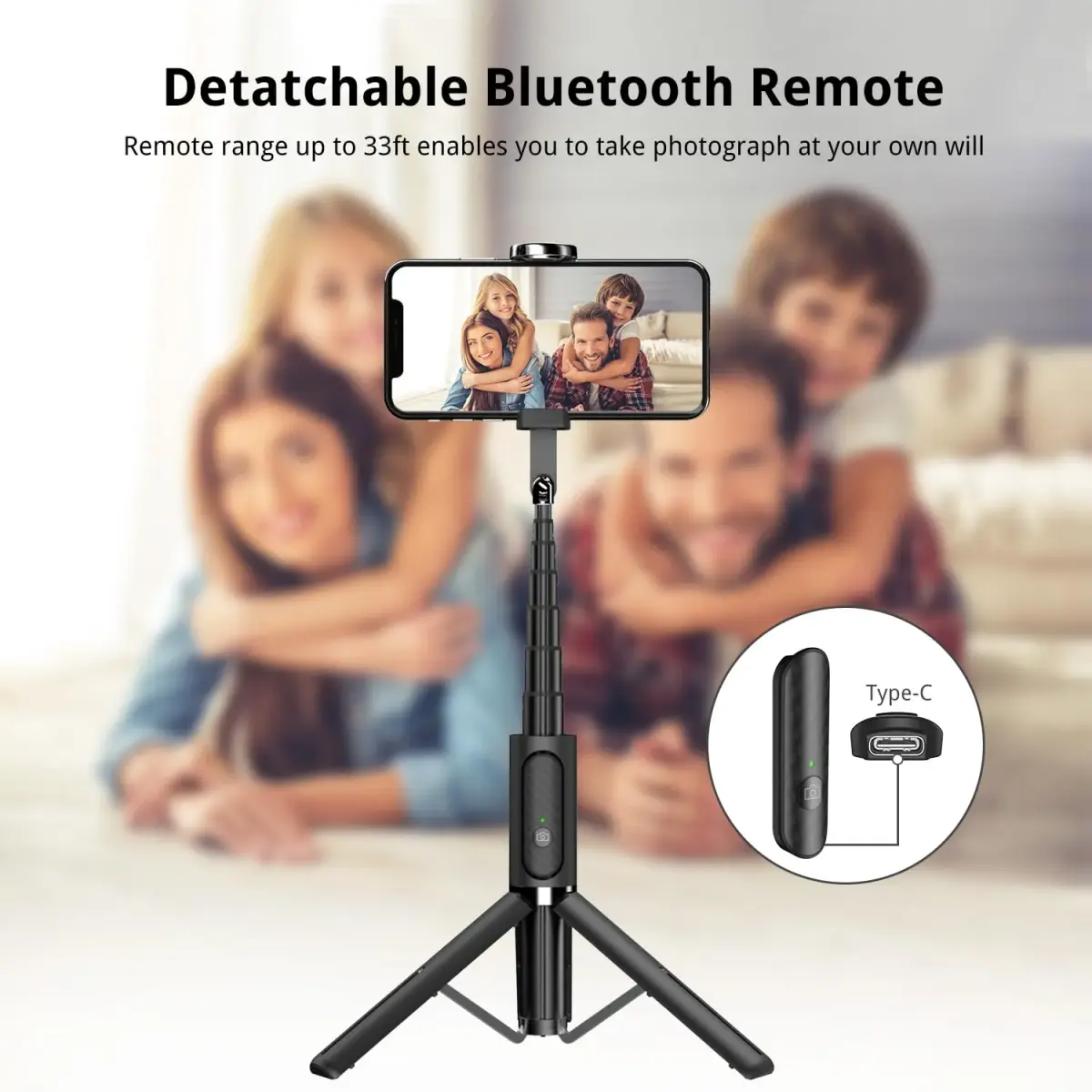 ATUMTEK Selfie Stick Tripod 80cm (31.3") with Bluetooth Remote | Integrated Aluminum Design for iPhone & Samsung - view 4