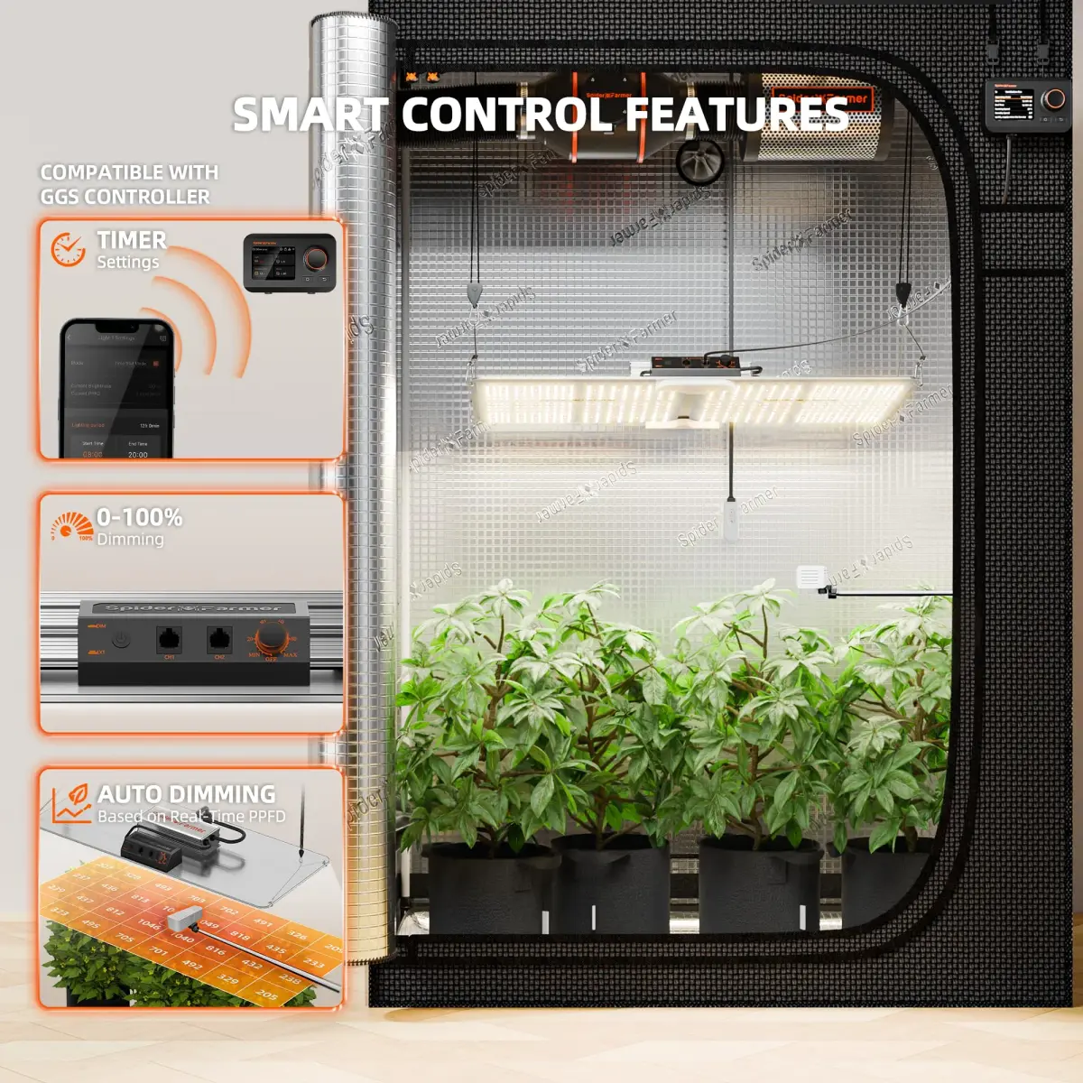 Spider Farmer SF2000 LED Grow Light 200W 2x4 ft Coverage | Full Spectrum Dimmable for Indoor Plants - view 7