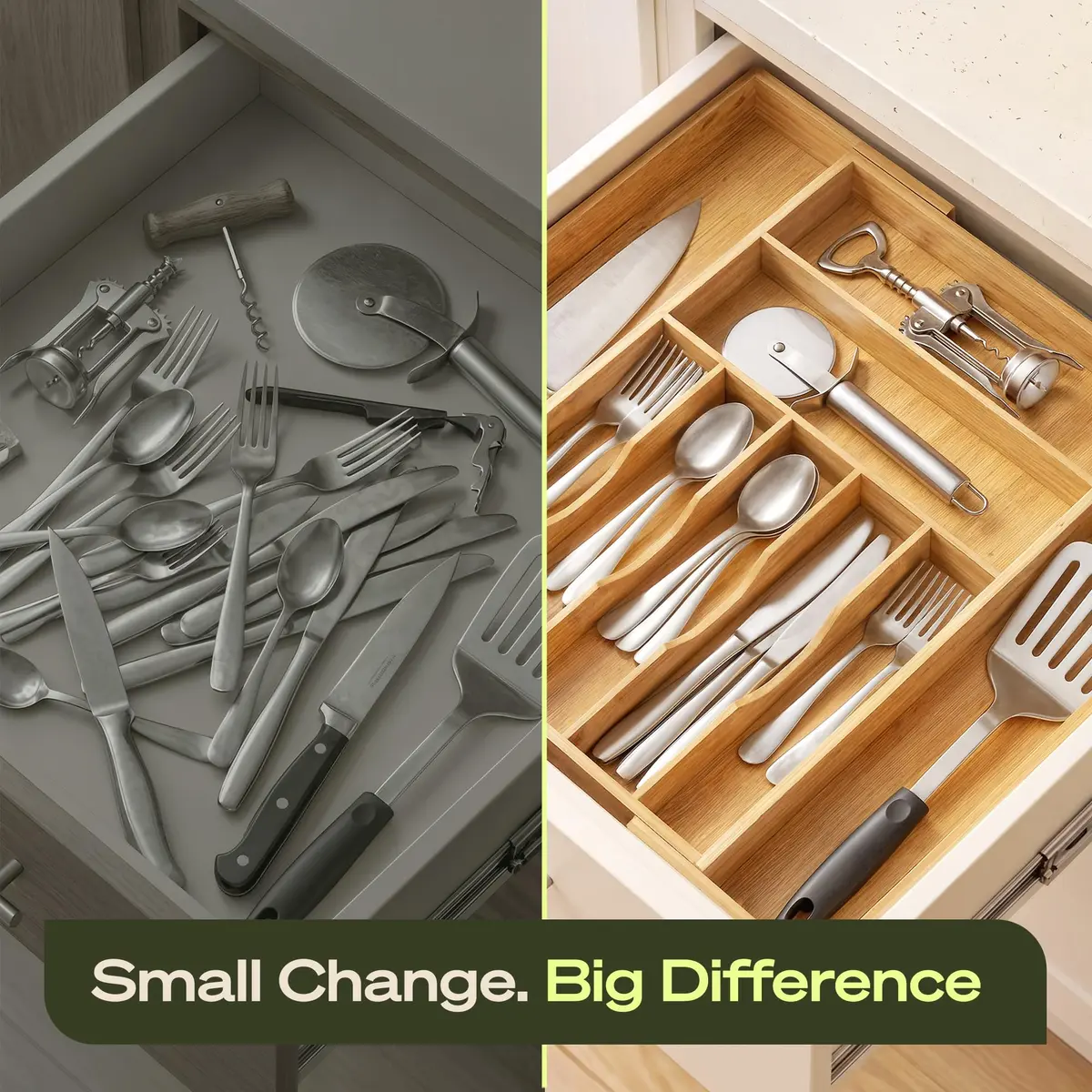 ROYAL CRAFT WOOD Silver Caddy Expandable Bamboo Kitchen Drawer Organizer, 9 Slot | Versatile Flatware & Utensil Storage (70-120c) - view 4