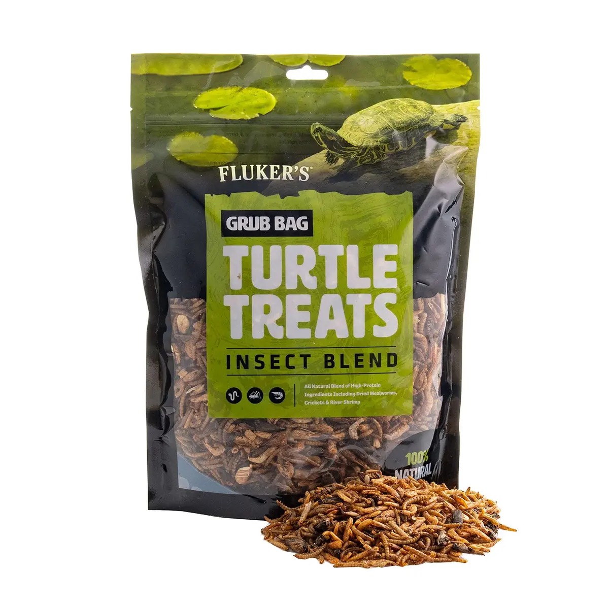 Fluker's Grub Bag Turtle Treats Insect Blend Freeze Dried River Shrimp Crickets Mealworms 340g (12 oz) | High Protein Reptile Food - main product image