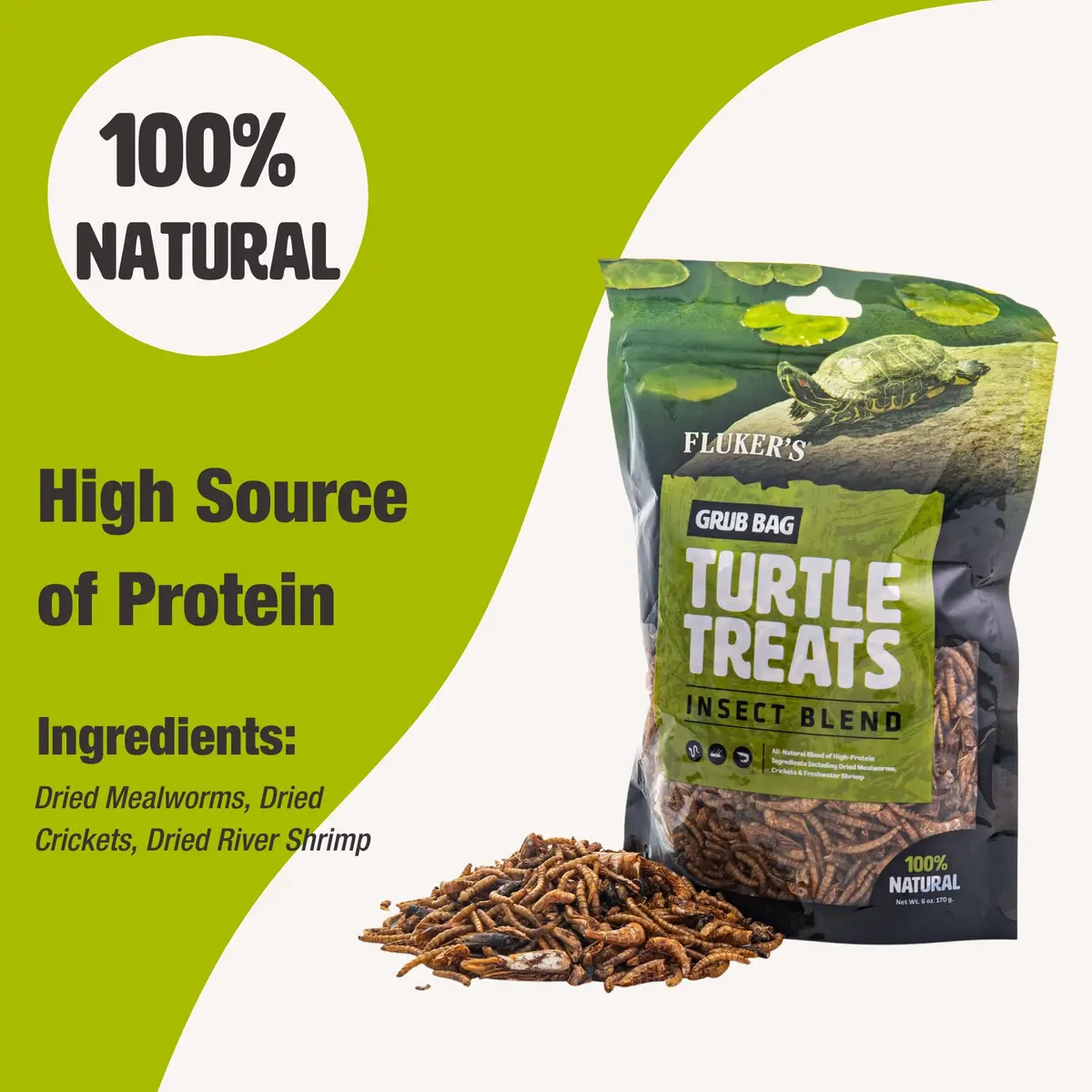 Fluker's Grub Bag Turtle Treats Insect Blend Freeze Dried River Shrimp Crickets Mealworms 340g (12 oz) | High Protein Reptile Food - view 3