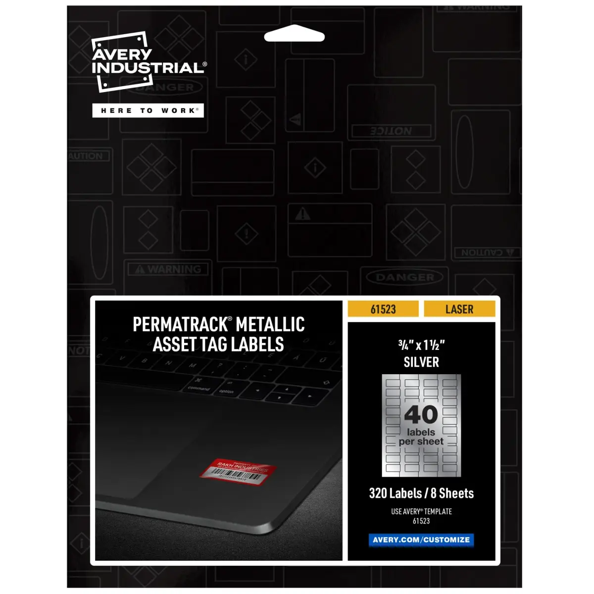 Avery Metallic Asset Tag Labels 3/4" x 1-1/2" | 320 Waterproof Labels for Laser Printers - main product image