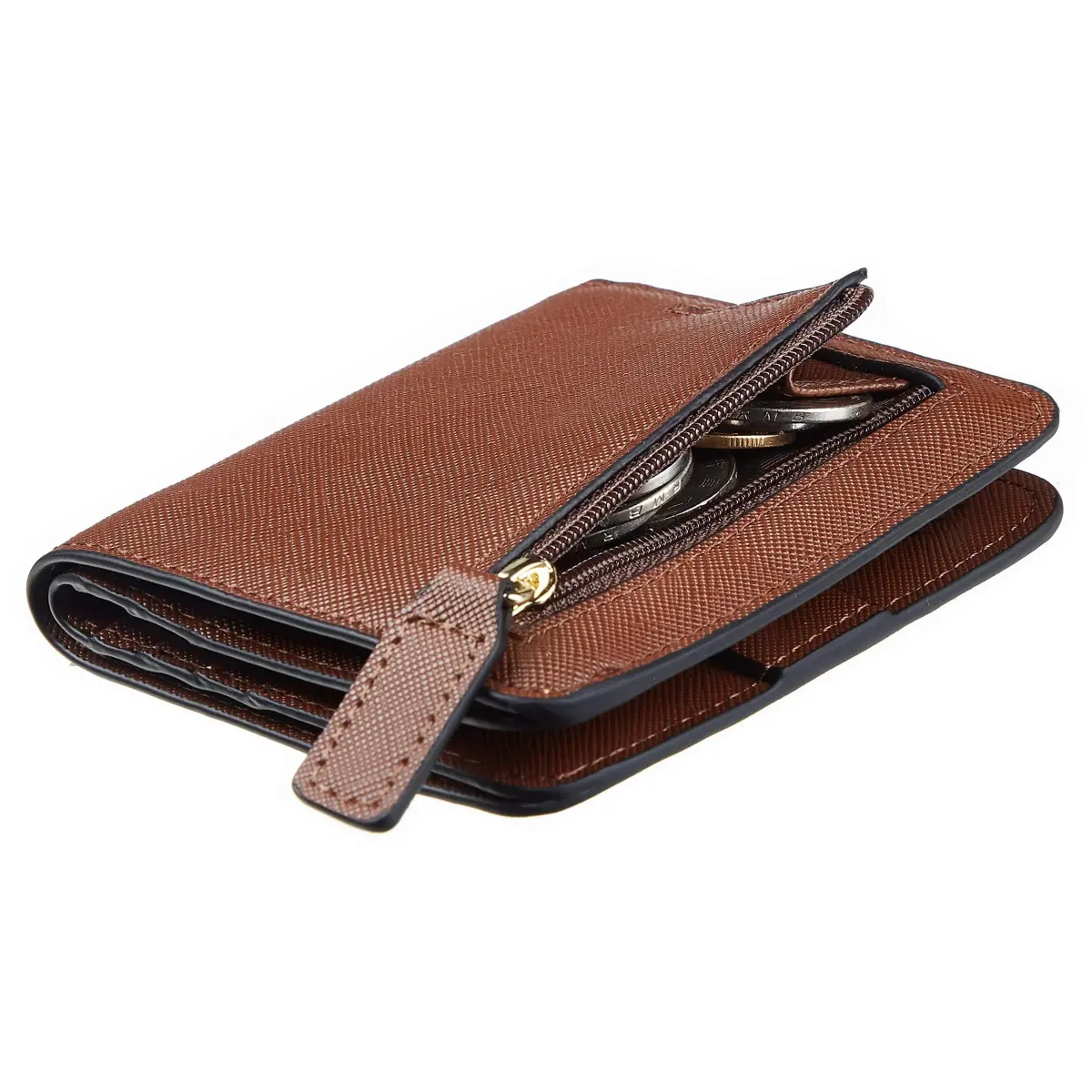 Toughergun Women's Slim Leather Wallet in CH Deep Brown - RFID Protected Compact Bifold Mini Purse - main product image