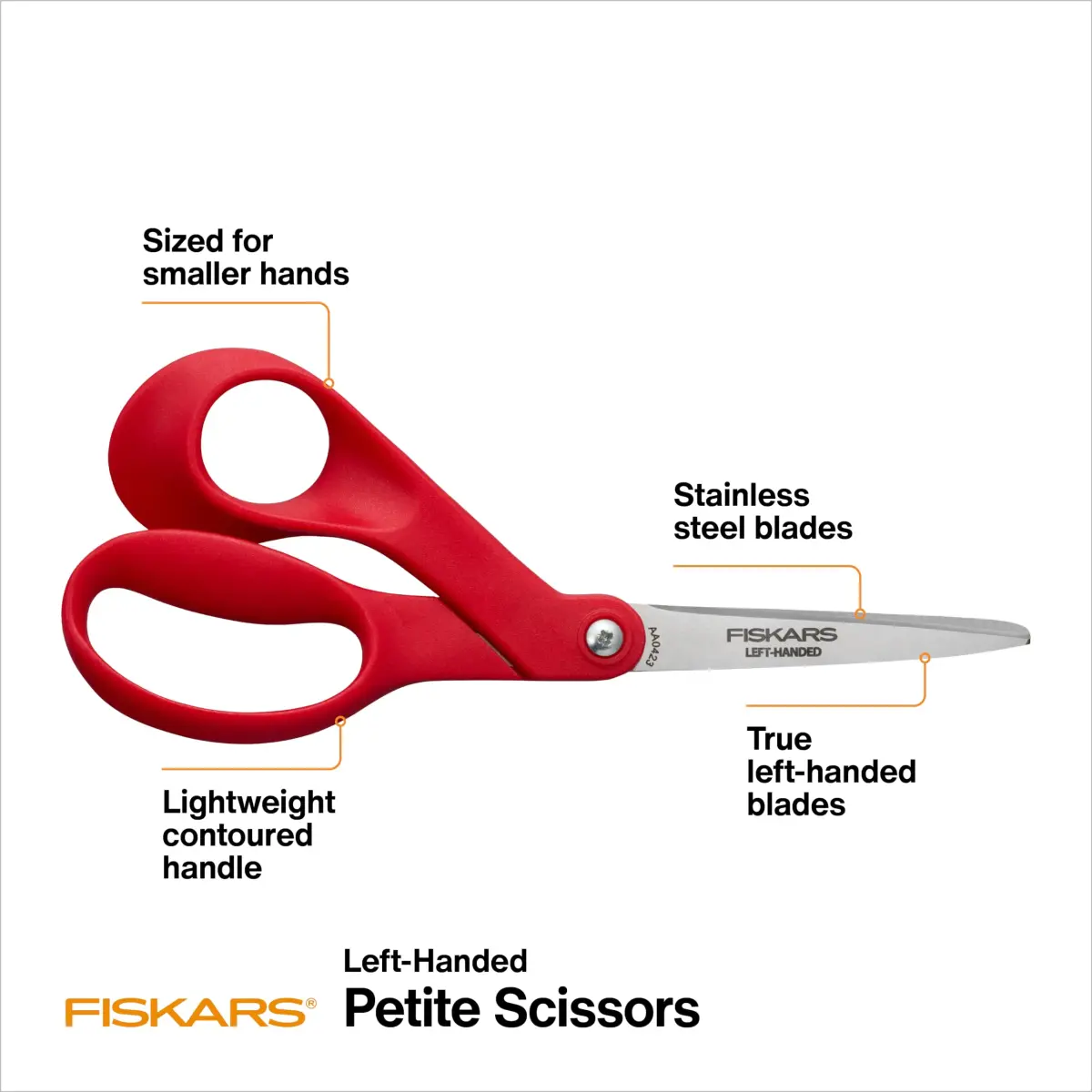 Fiskars Petite Left-Handed All-Purpose Scissors 7 Inch (17.78 cm) | Precision Stainless Steel Blades for Fabric & Crafts - view 2