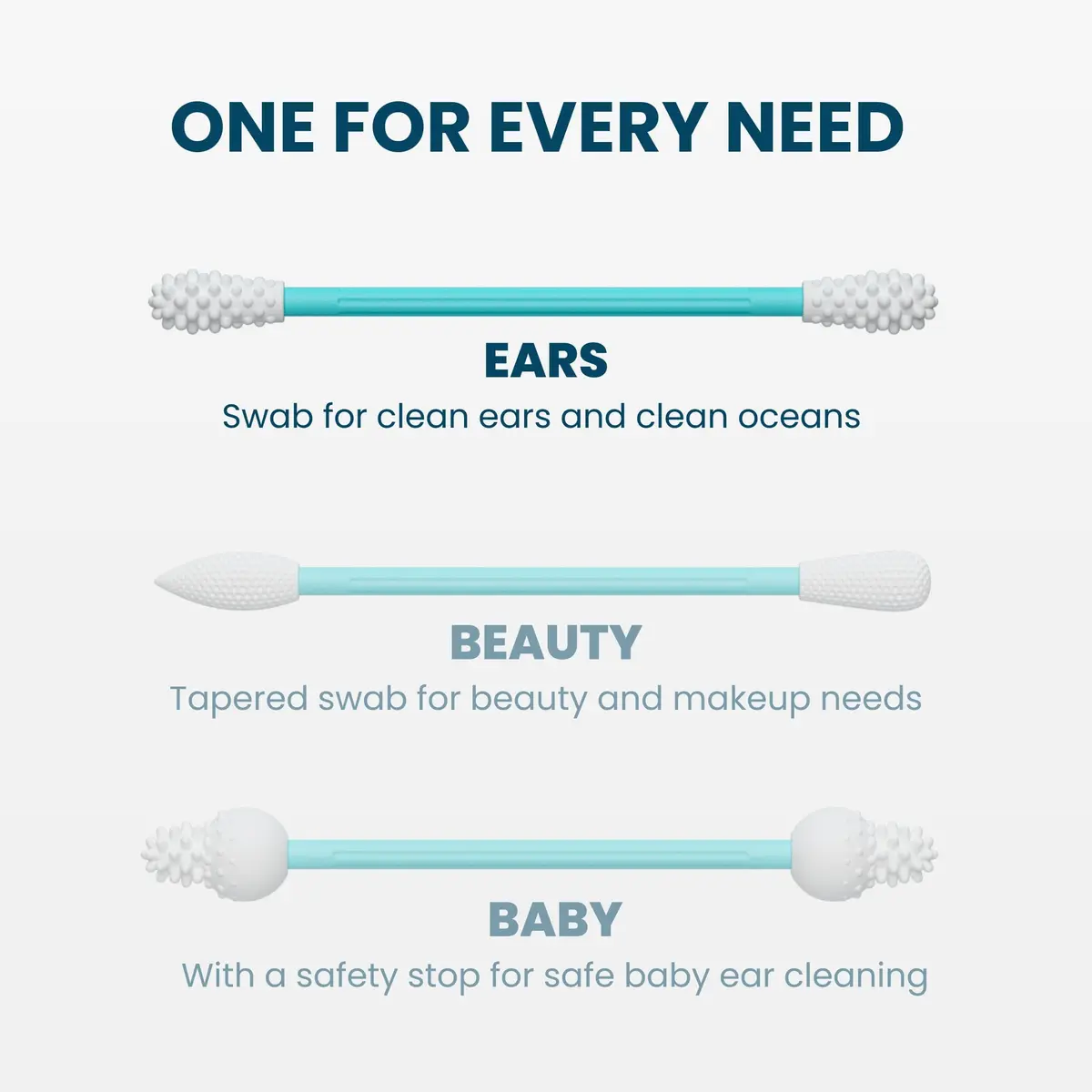 LastSwab Reusable Cotton Swabs & Q-Tips - Washable Silicone Ear Swabs, Eco-Friendly Zero Waste Alternative with Travel Case Holder - Turquoise (1 Count) - view 5
