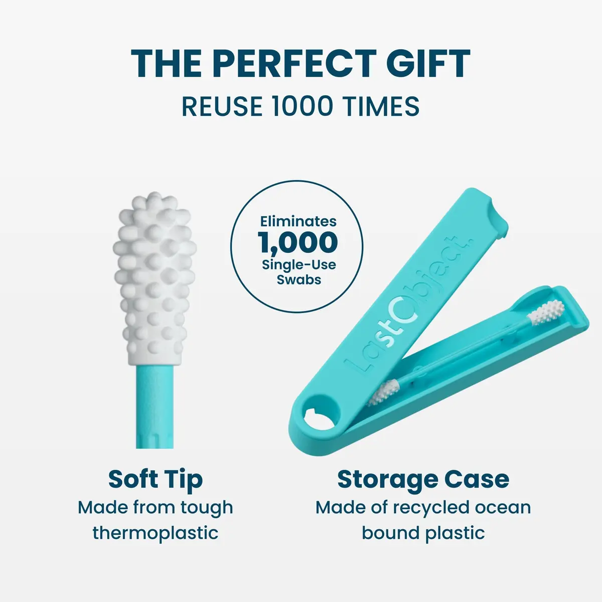 LastSwab Reusable Cotton Swabs & Q-Tips - Washable Silicone Ear Swabs, Eco-Friendly Zero Waste Alternative with Travel Case Holder - Turquoise (1 Count) - view 4