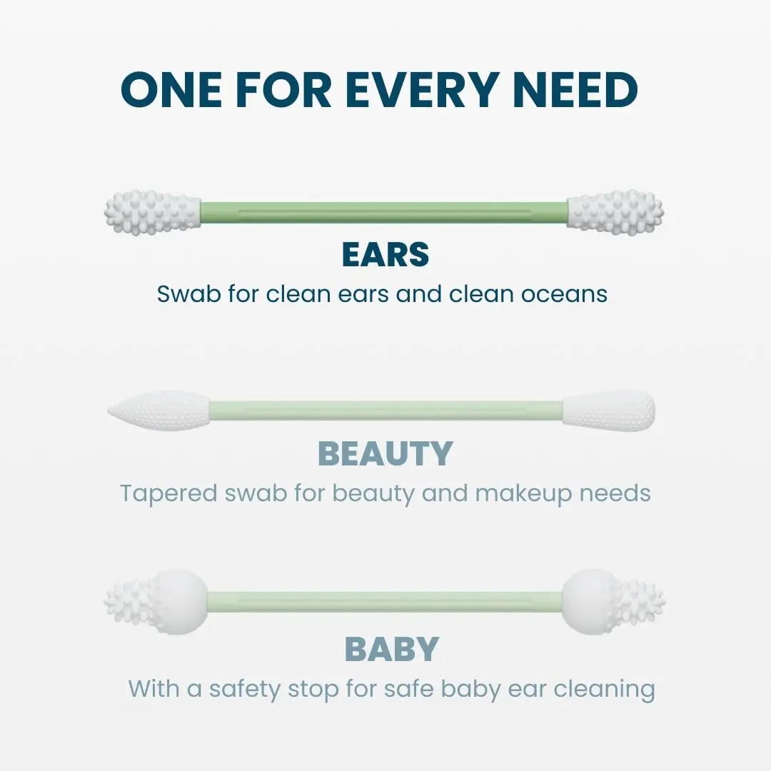 LastSwab Reusable Cotton Swabs Green | Eco-Friendly Zero Waste Alternative for Ear Cleaning & Beauty Touch-ups - view 5