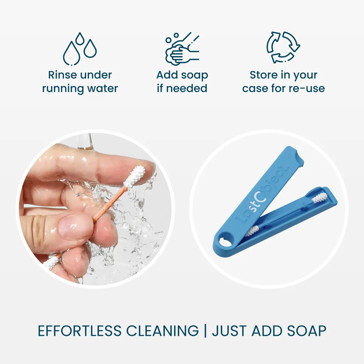 LastSwab Reusable Cotton Swabs for Ear Cleaning Blue | Sustainable Alternative to Single-Use Q Tips - view 2