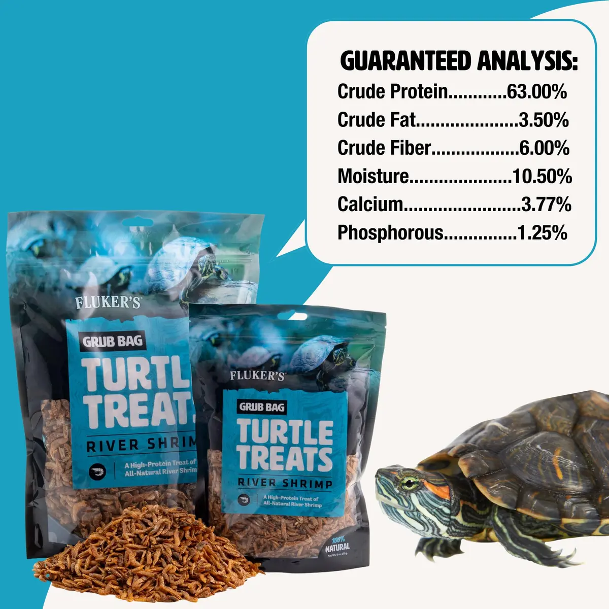 Fluker's Grub Bag Turtle Treats 12 oz | High Protein Freeze Dried River Shrimp for Aquatic Reptiles - view 2