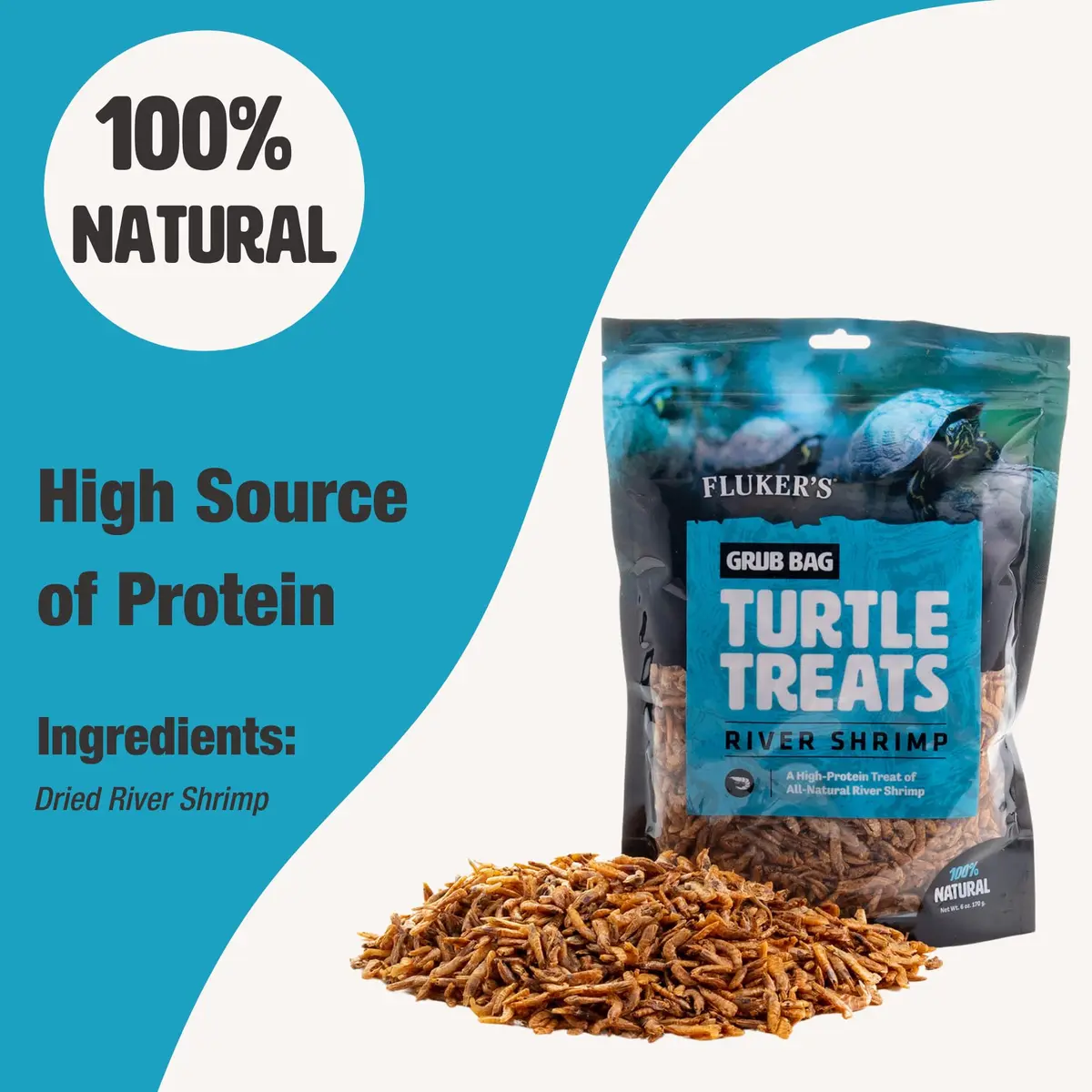 Fluker's Grub Bag Turtle Treats 12 oz | High Protein Freeze Dried River Shrimp for Aquatic Reptiles - view 3