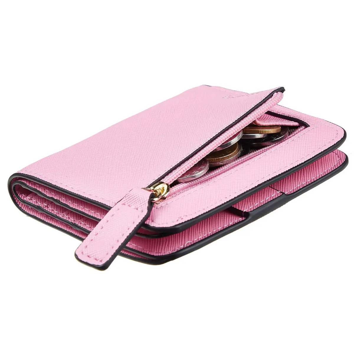 Toughergun CH Pink Slim Leather RFID-Blocking Bifold Mini Wallet for Women - main product image