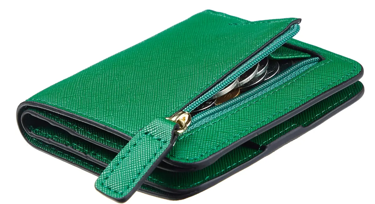 Toughergun CH Green Women's Slim Leather RFID Bifold Mini Wallet Purse - main product image