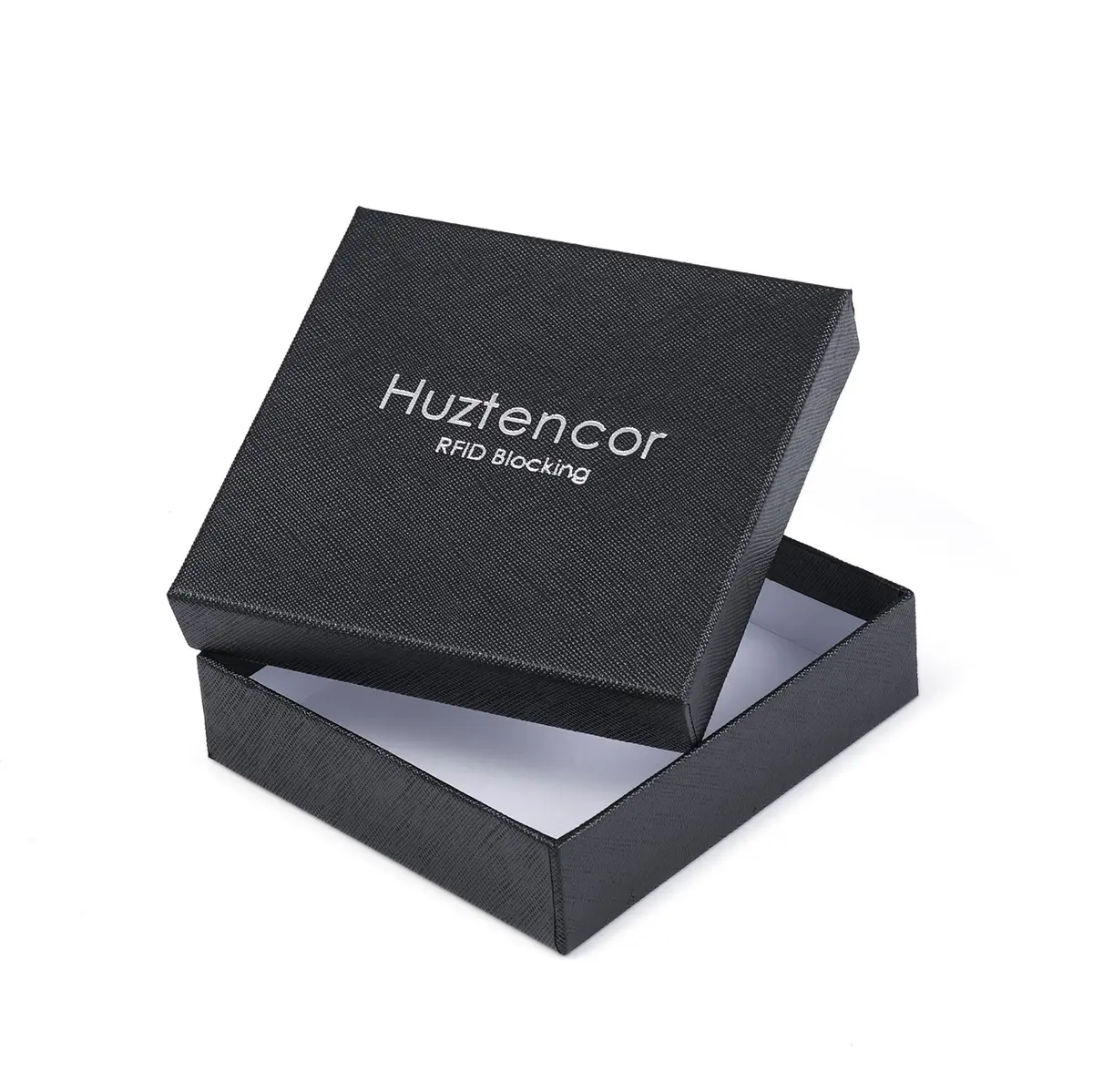 Huztencor RFID Blocking Leather Zipper Wallet for Men | Carbon Fiber Black, 11.5cm x 10.5cm x 2cm (4.5" x 4.1" x 0.8") - view 7