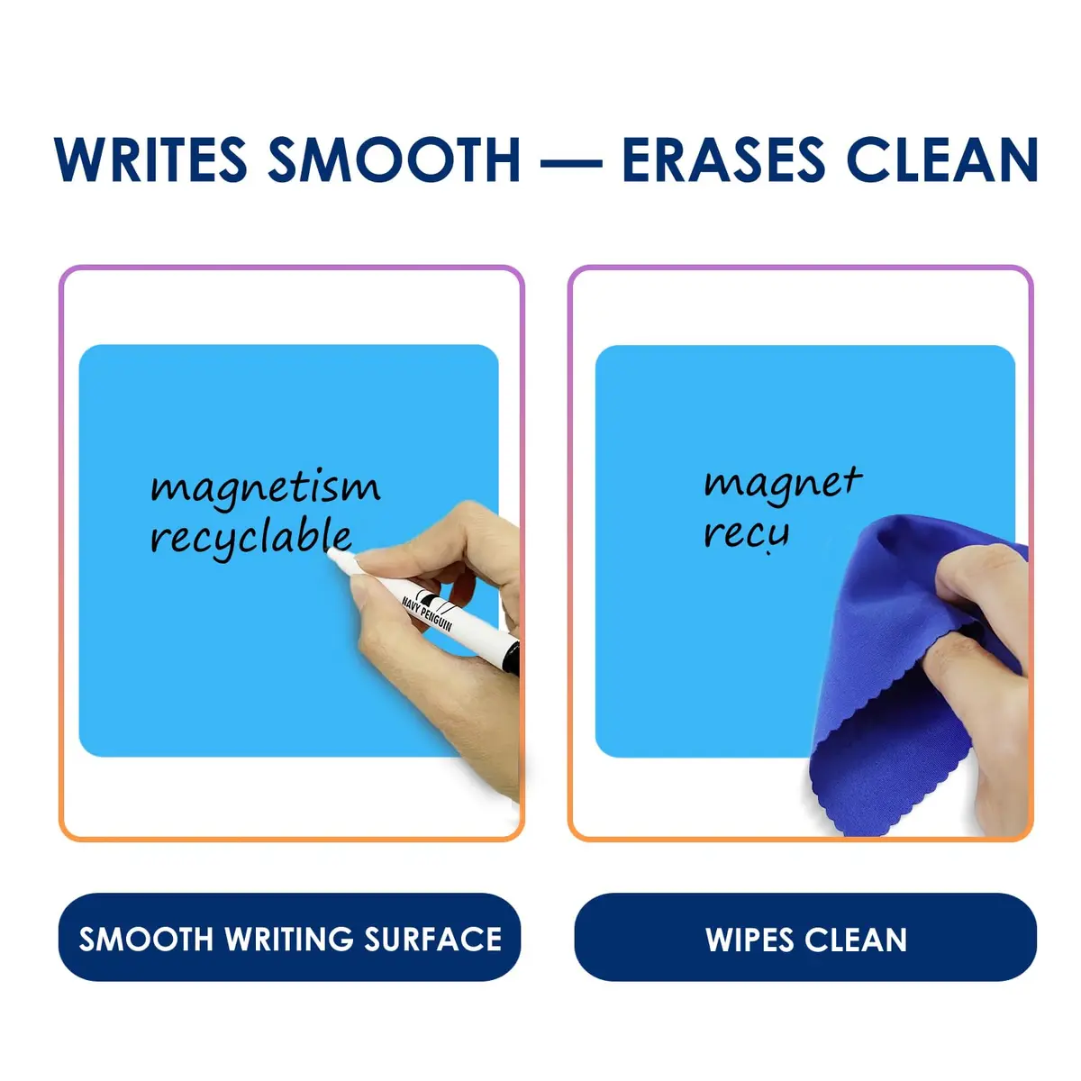 Navy Penguin Dry Erase Magnets 24 Pack 4x4 in | Magnetic Notes for Whiteboard & Fridge - view 2