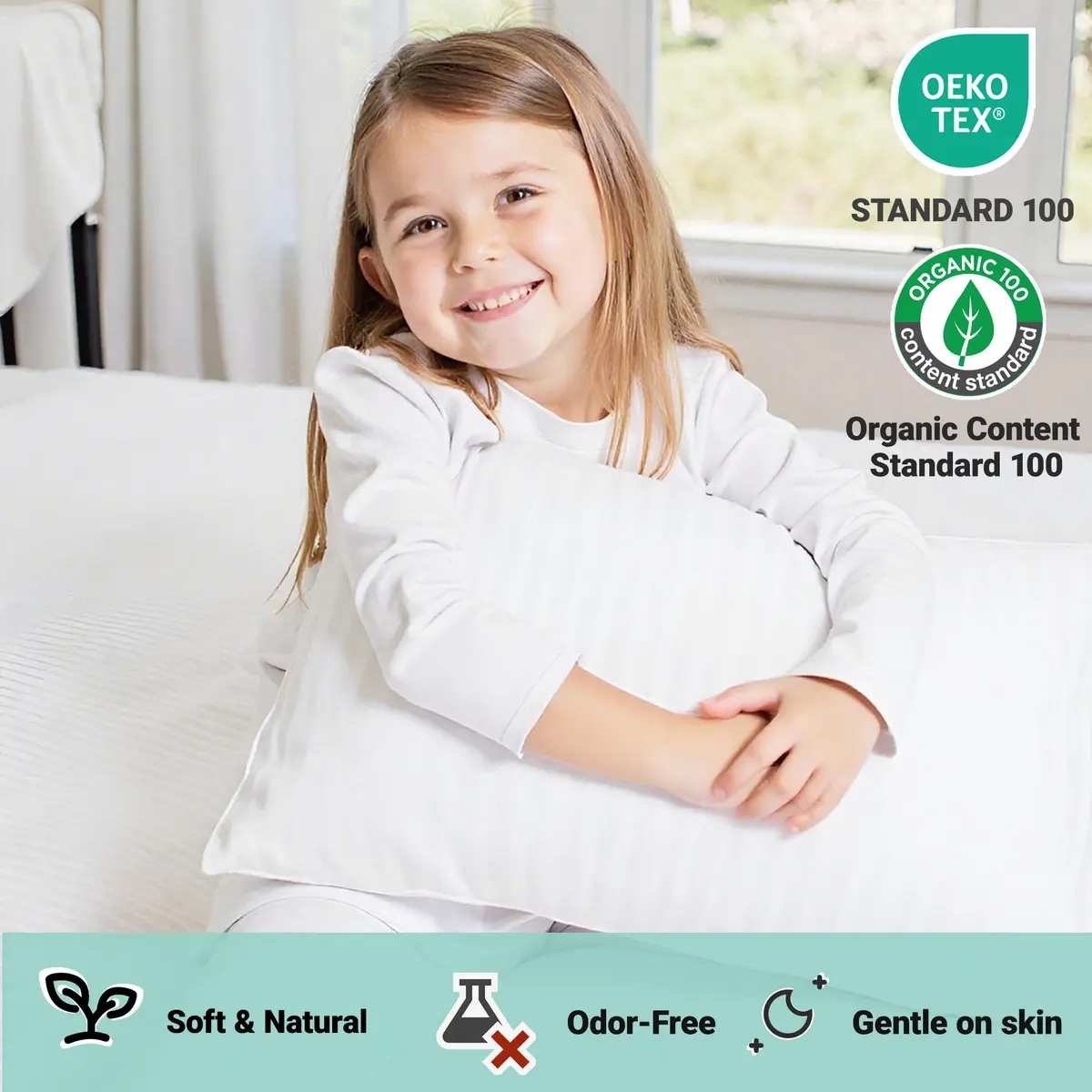ZPECC Toddler Pillow with Pillowcase 13x18 Organic Cotton Hypoallergenic Kids Pillow for Travel & Nursery - view 3