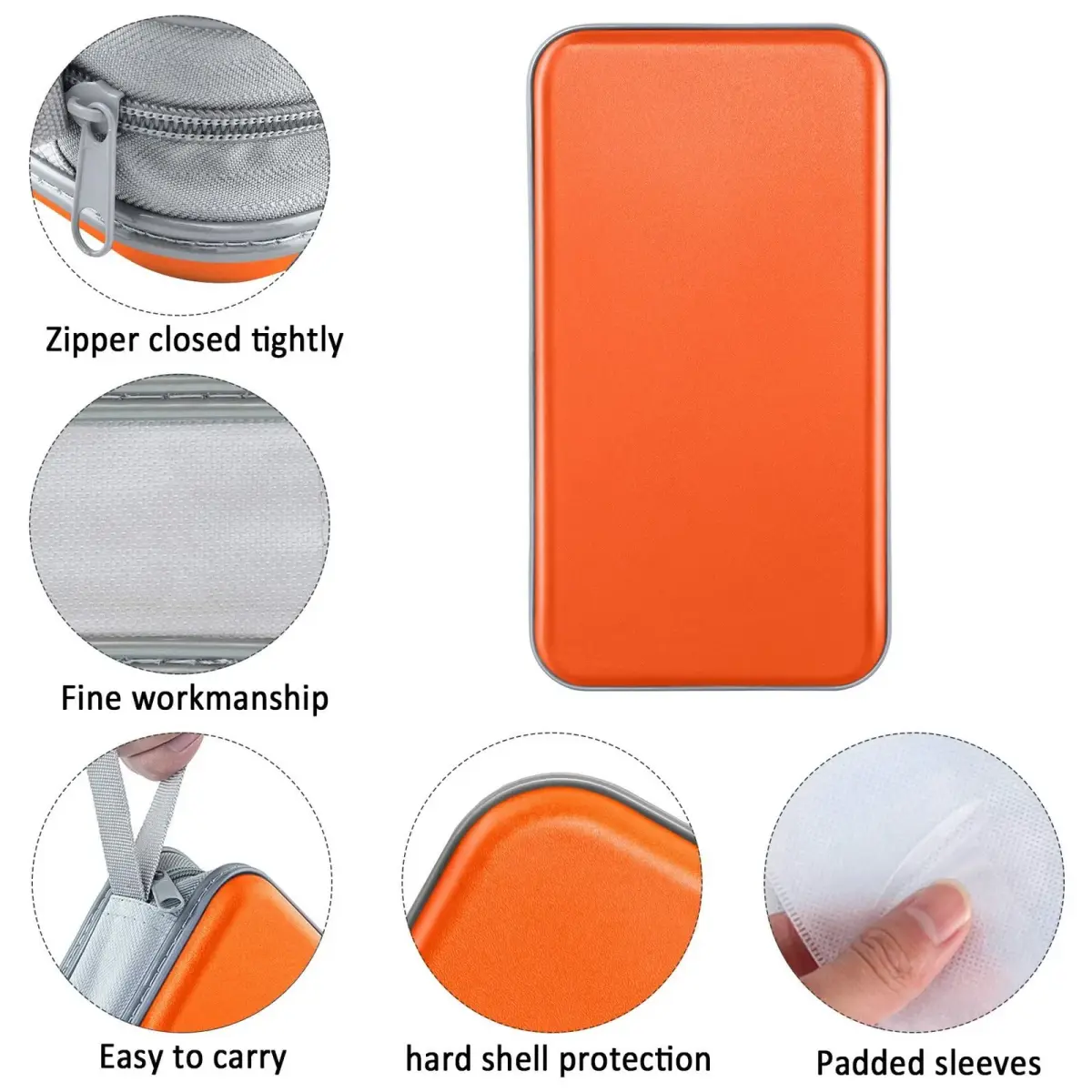 Siveit 80 Capacity CD Case Holder - Orange Hard Plastic DVD Wallet with Zipper - view 2
