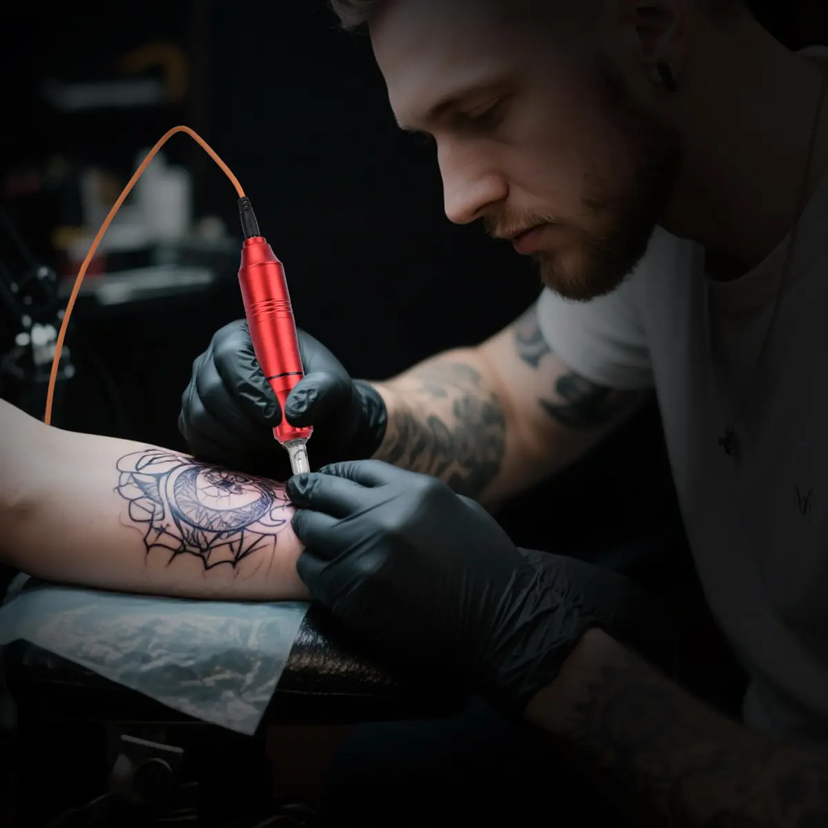 ATOMUS Rotary Tattoo Machine Pen Style Cartridge Machine Gun Liner Shader with DC Cord 9000r/m Motor Zinc Alloy Tattoo Machine Kit for Body Art Tattoo (Red) - view 8
