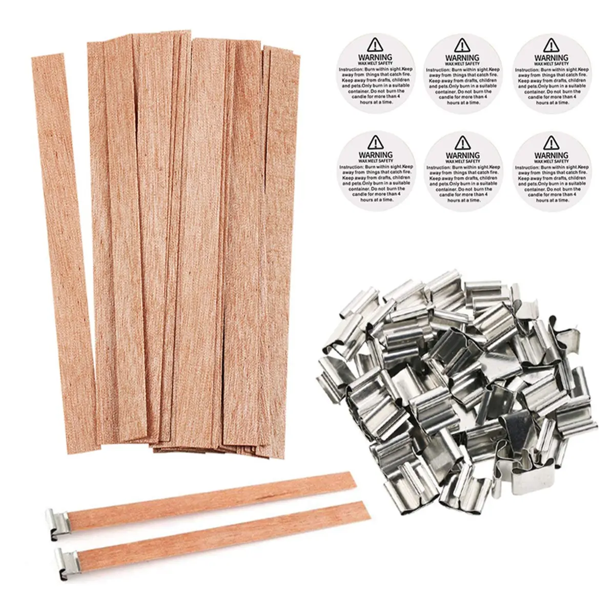 BENBO Wood Candle Wicks 50 Sets | Smokeless Crackling Natural Wicks for DIY Craft - main product image