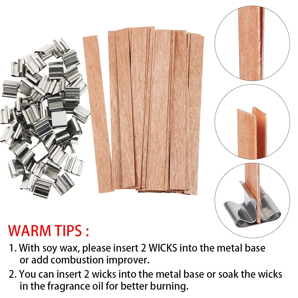 BENBO Wood Candle Wicks 50 Sets | Smokeless Crackling Natural Wicks for DIY Craft - view 4