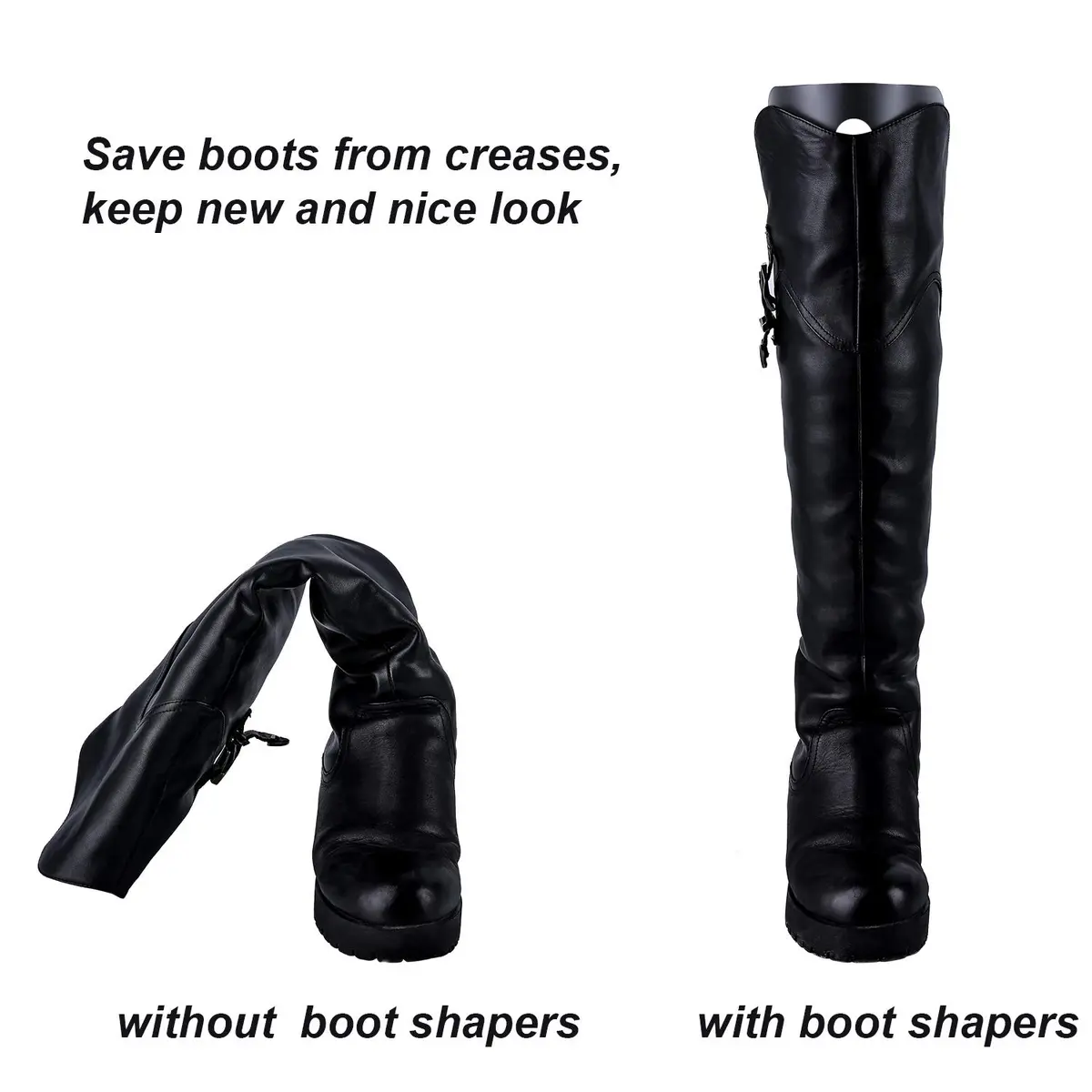 Ruisita Boot Shaper Form Inserts 8 Pairs (16 Sheets) Reusable PVC Black | Maintains Boot Shape & Ventilation - view 5