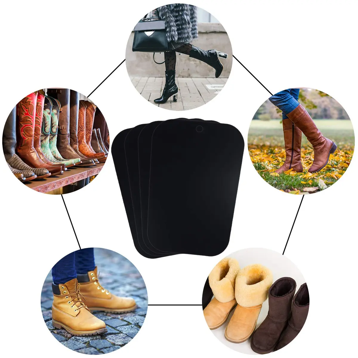 Ruisita Boot Shaper Form Inserts 8 Pairs (16 Sheets) Reusable PVC Black | Maintains Boot Shape & Ventilation - view 6